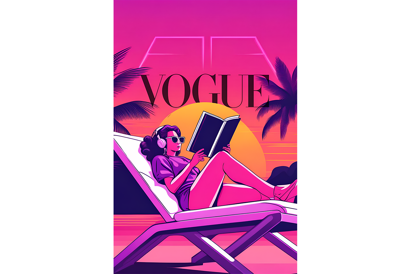 retrowave vogue, pop art, beauty, sunshine, art, kanvas tablo