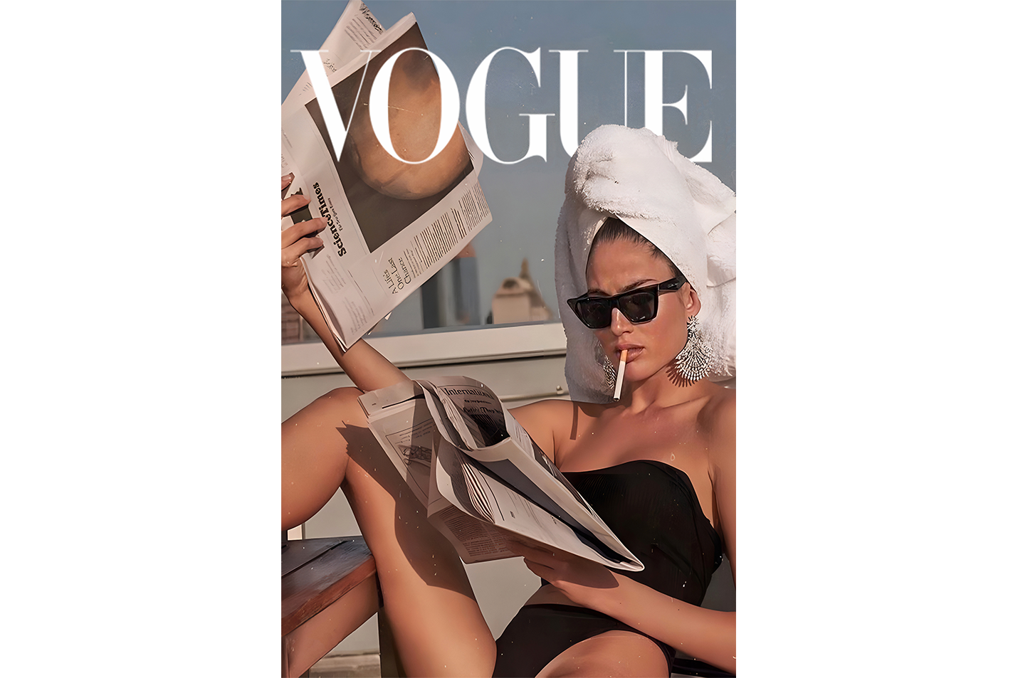 vogue, smoking, newspaper, sunshine, art, kanvas tablo