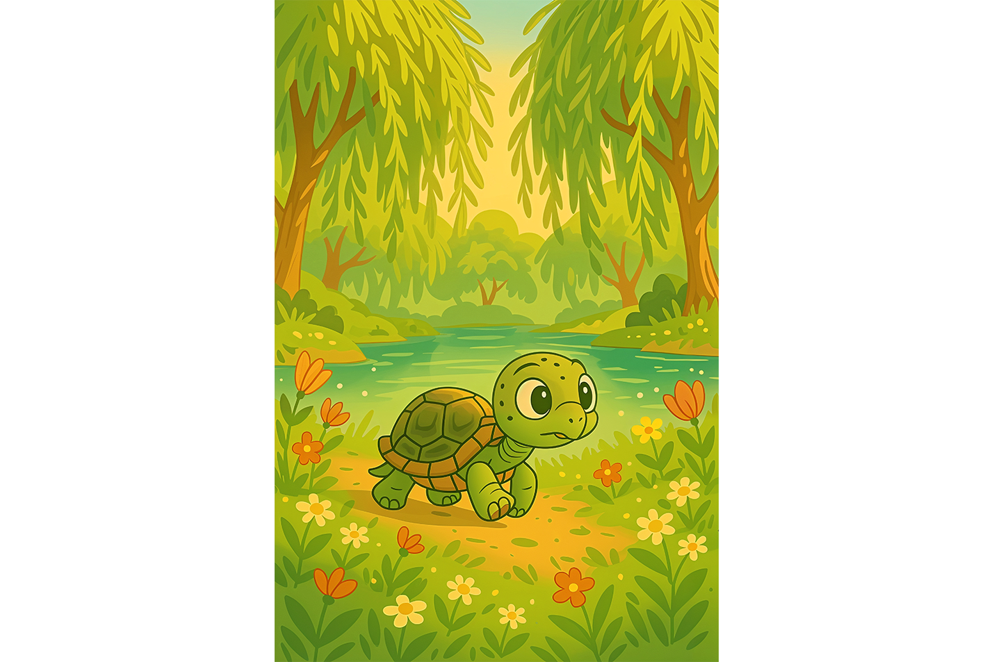 ai creation, turtle in the forest, kid, ai art, art, kanvas tablo