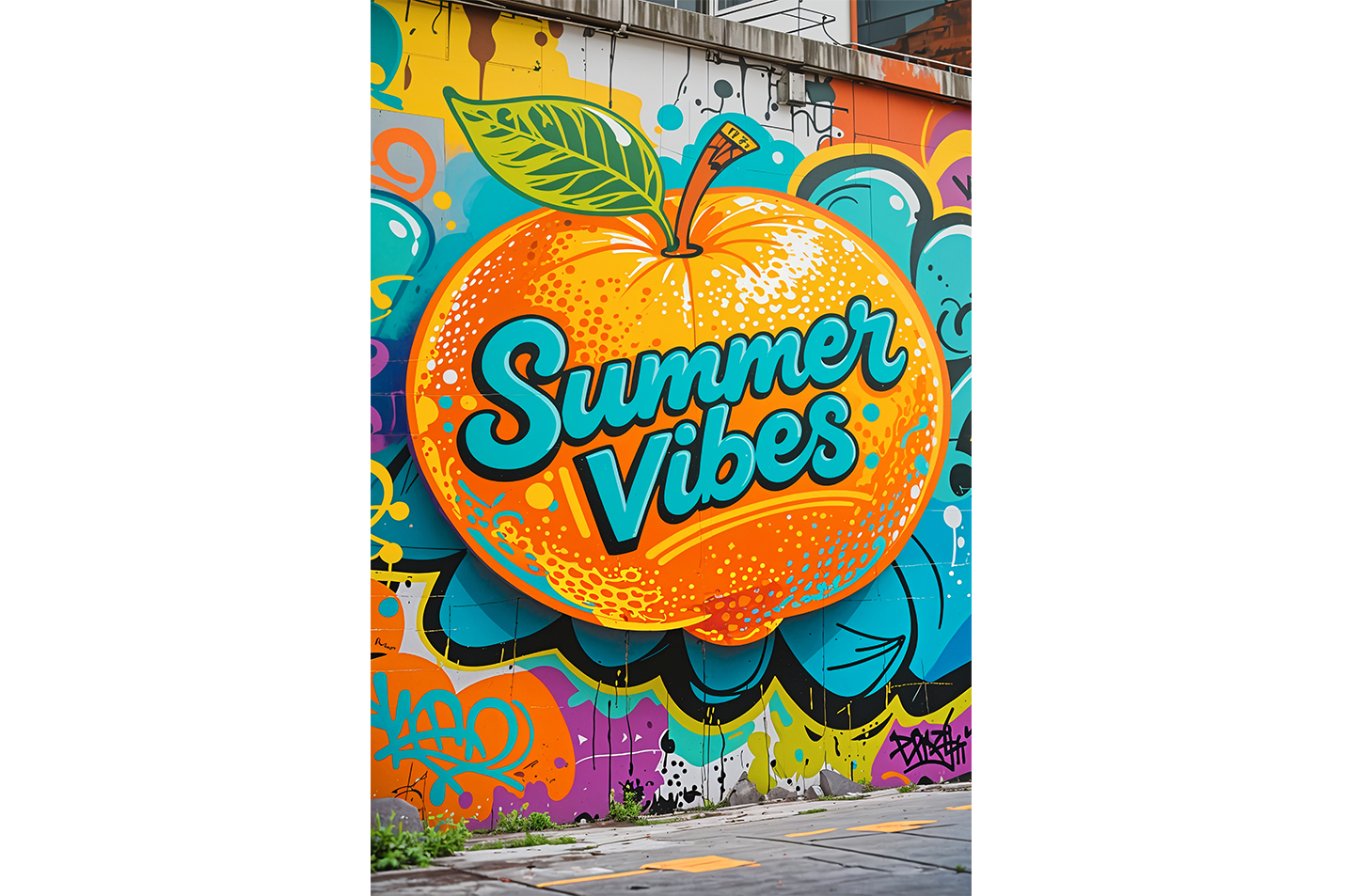 ai creation, summer vibes with graffiti, ai art, art, kanvas tablo