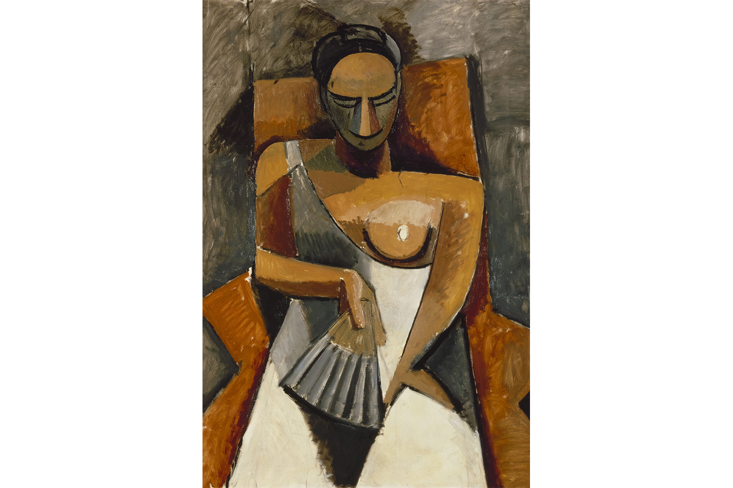 Pablo Picasso Yelpazeli Kadın Kübist Portre Kanvas Tablo