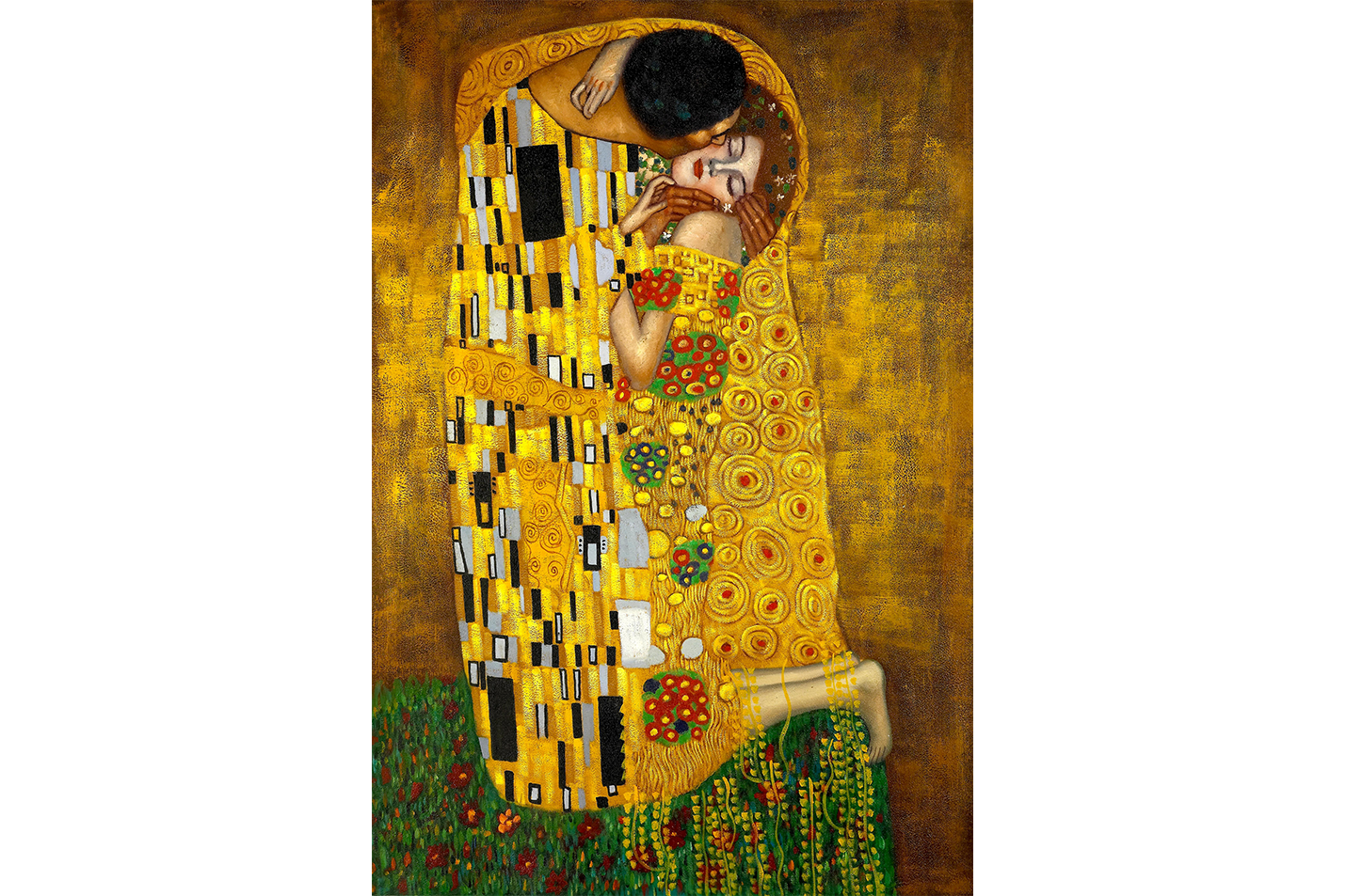 Gustav Klimt Kiss Tablosu Altın Doku Sanat Kanvas Tablo