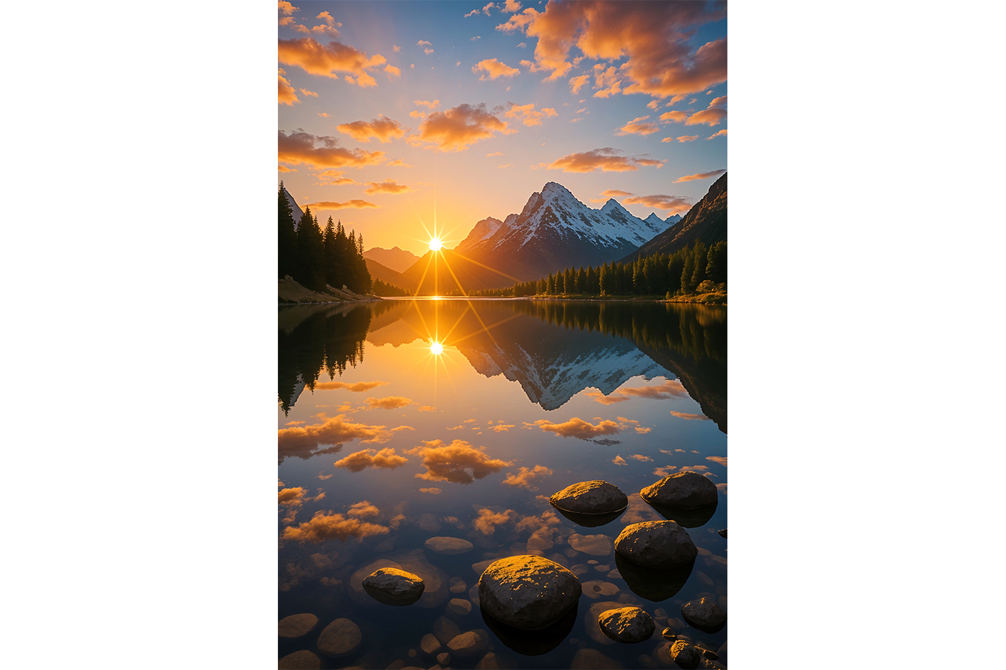 ai creation, the reflection of the sunset in the river, ai art, art, kanvas tablo