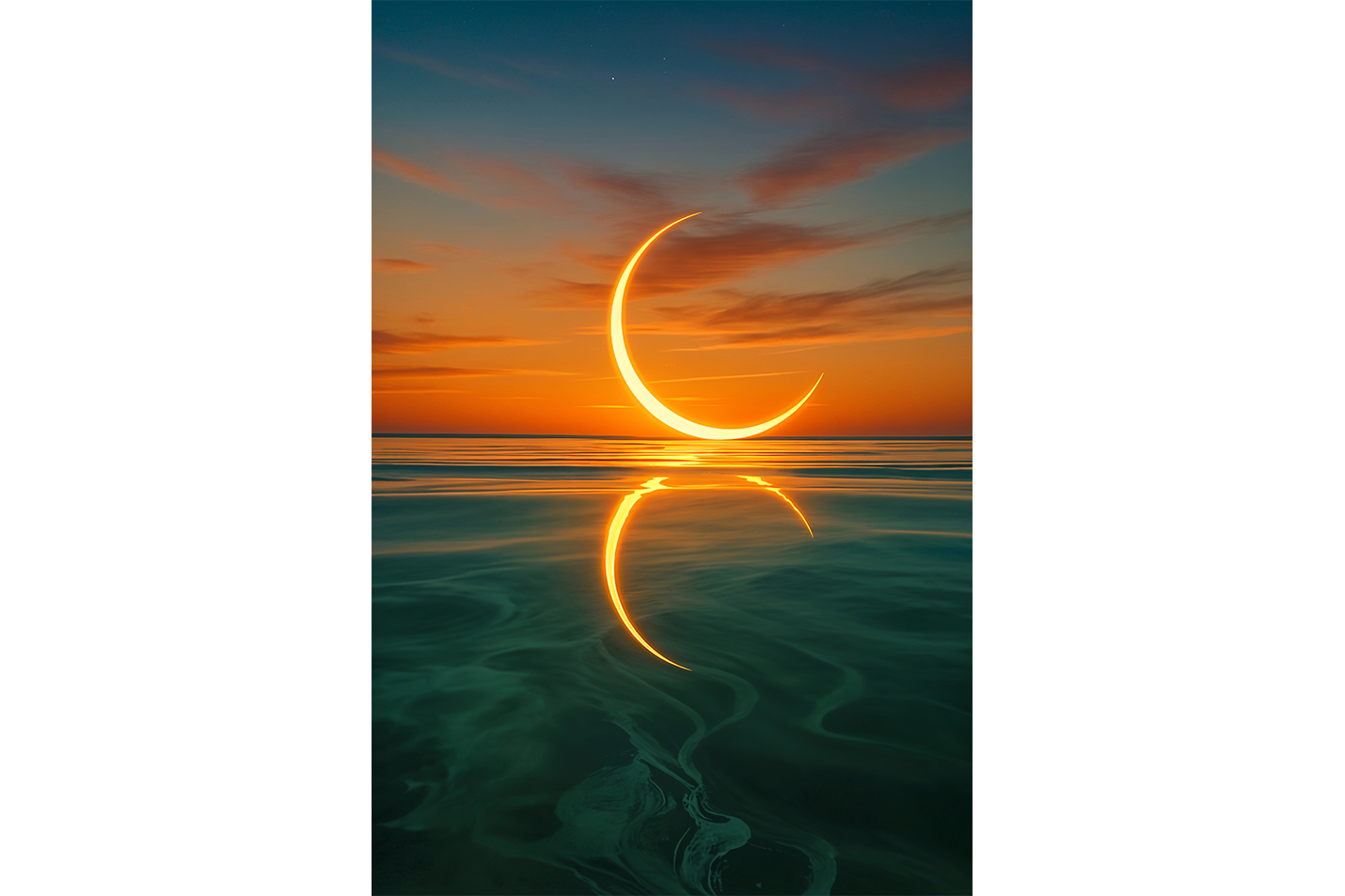 ai creation, the moon reflected in the sea at sunset, ai art, art, kanvas tablo
