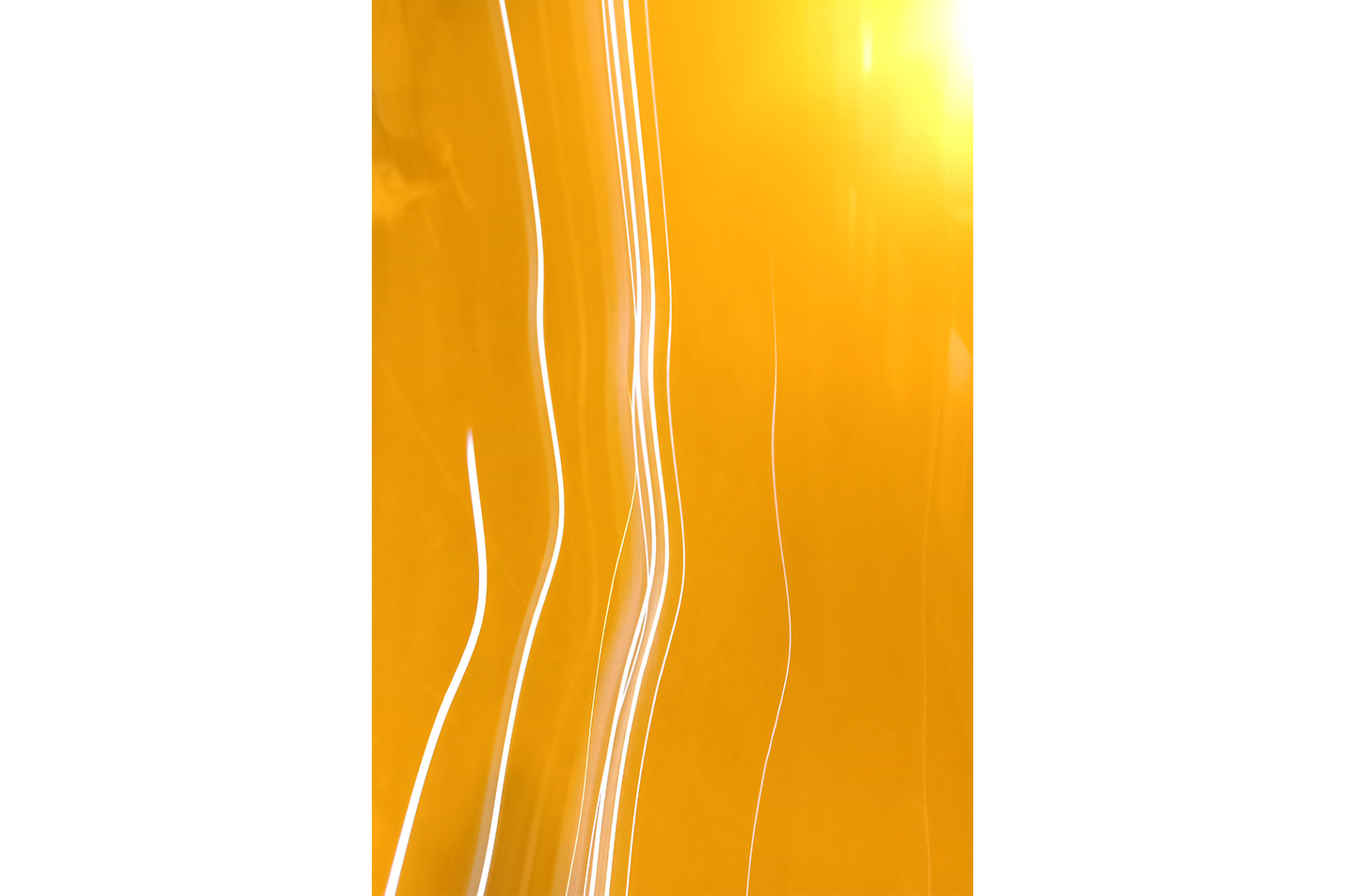an abstract long exposure photograph with white light trails against a vibrant orange background, abstract, art, kanvas tablo