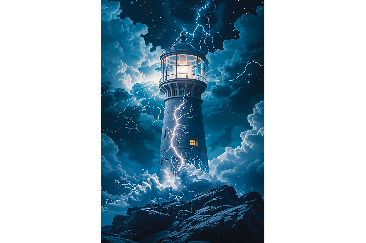 ai creation, lighthouse in the storm, art, kanvas tablo