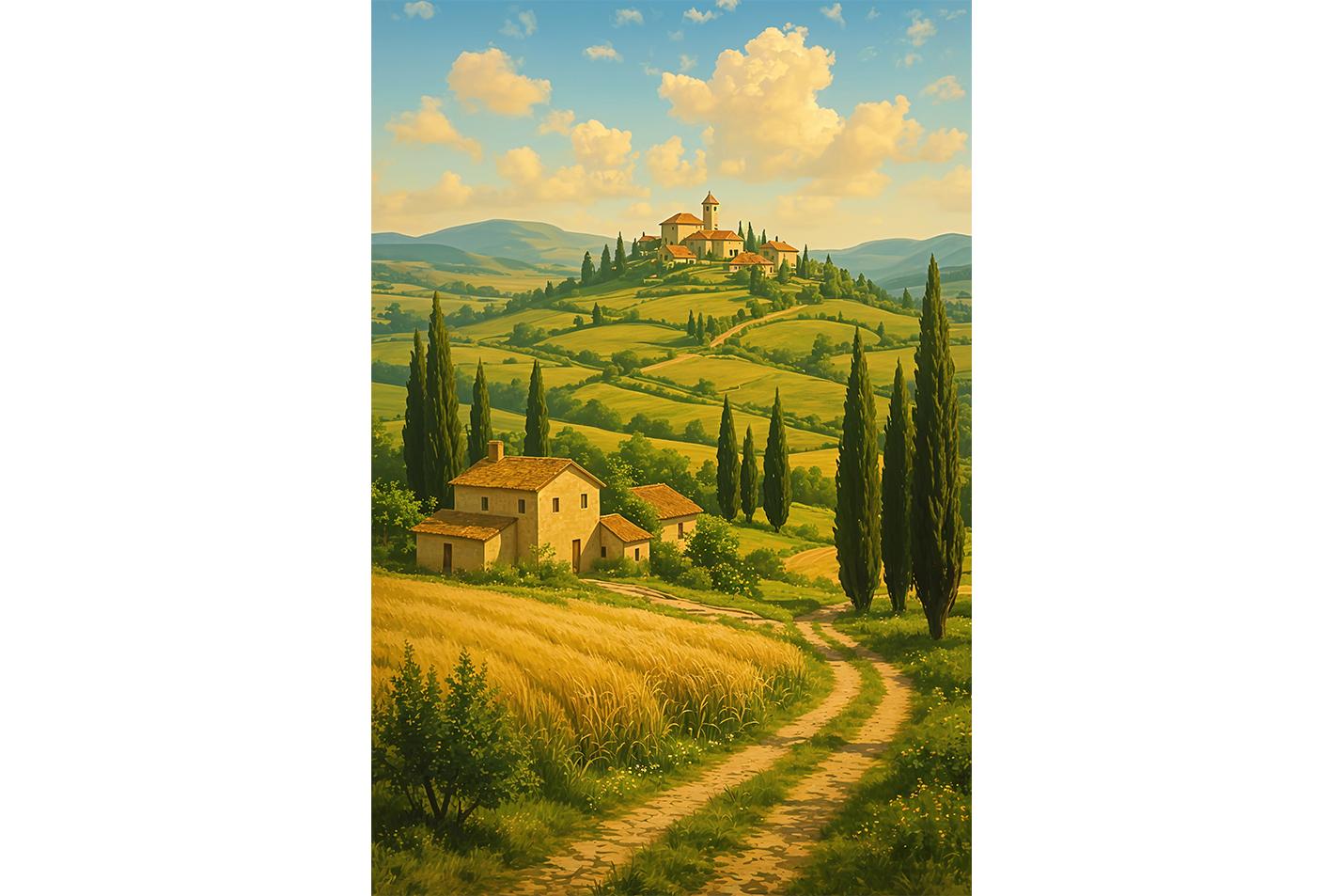 ai creation, the house in the middle of the fields model 2, ai art, art, kanvas tablo