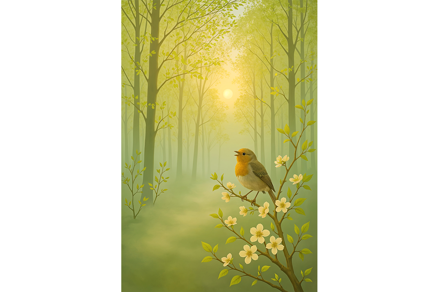 ai creation, hummingbird with flowers in the forest, ai art, art, kanvas tablo