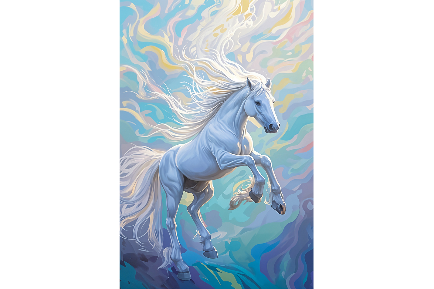 ai creation, white horse to the rise, ai art, art, kanvas tablo