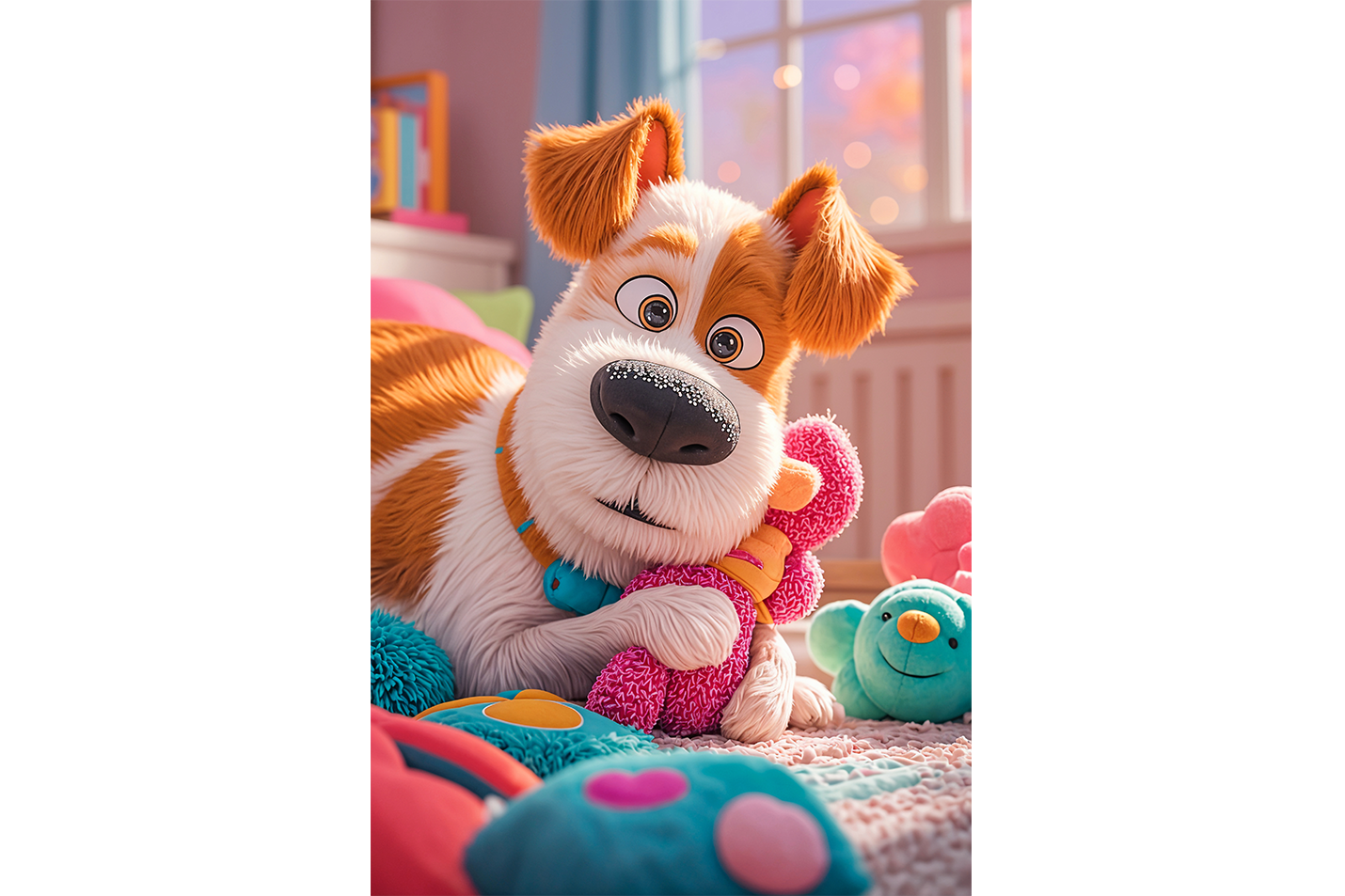 ai creation, confused looking plush dog, ai art, art, kanvas tablo