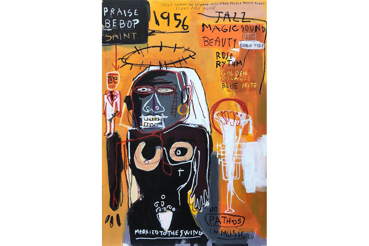 Jean-Michel Basquiat Praise Bebop Jazz Soyut Ekspresyon Kanvas Tablo
