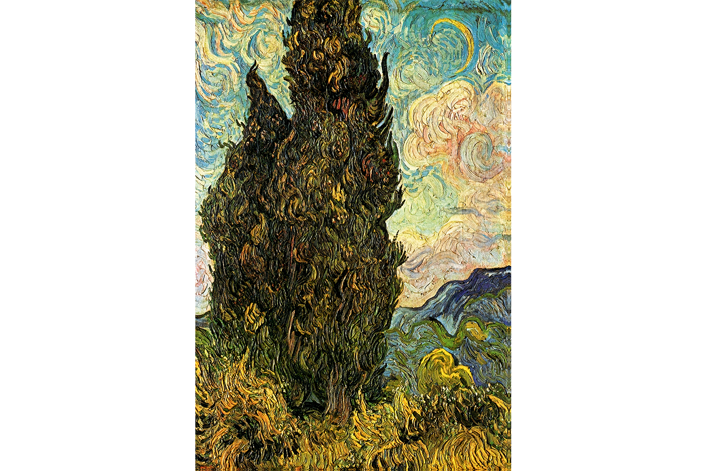 Vincent van Gogh Selvi Ağaçları Manzara Kanvas Tablo