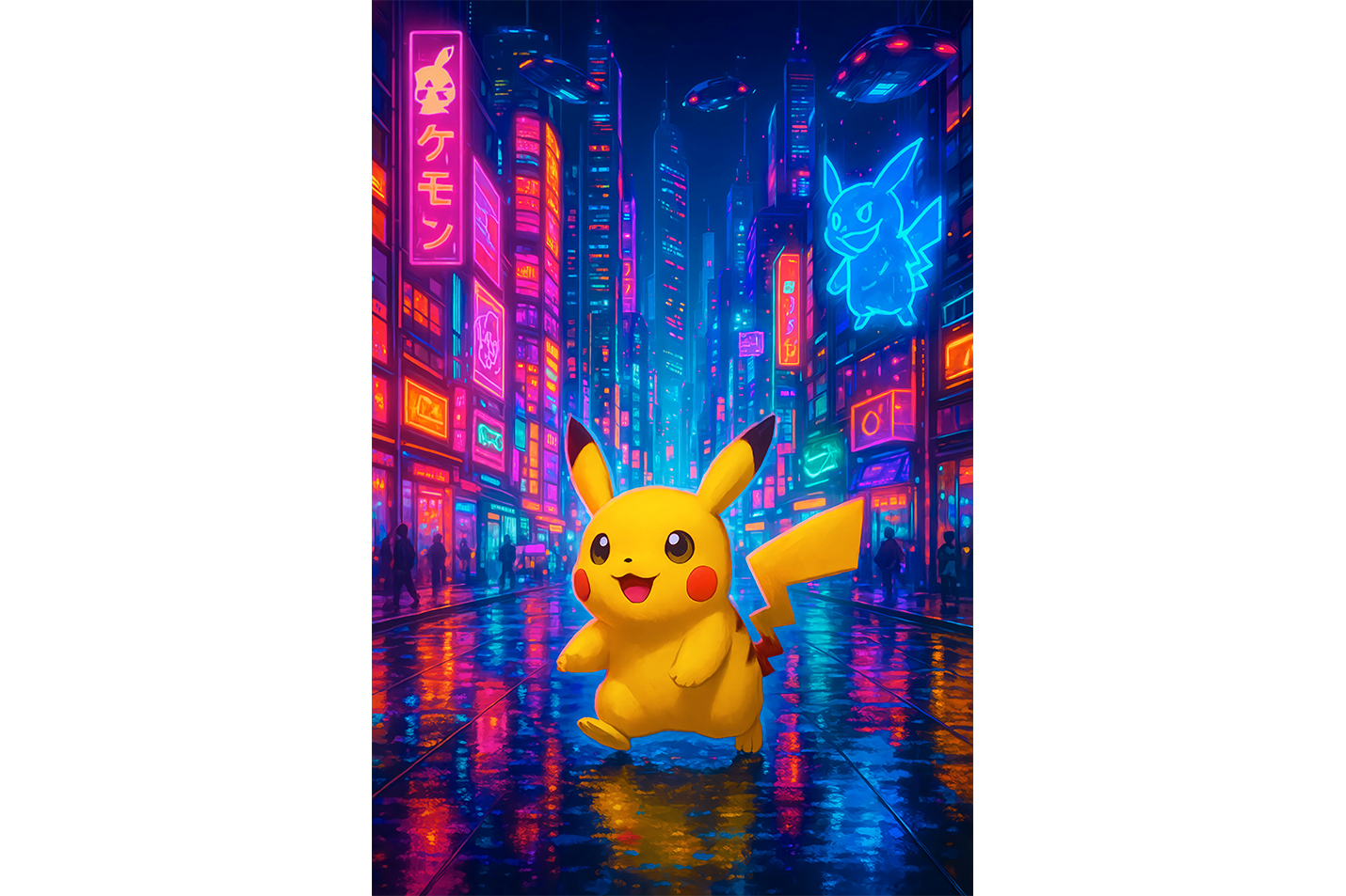 ai creation, Cyberpunk Pikachu, kid, ai art, art, kanvas tablo
