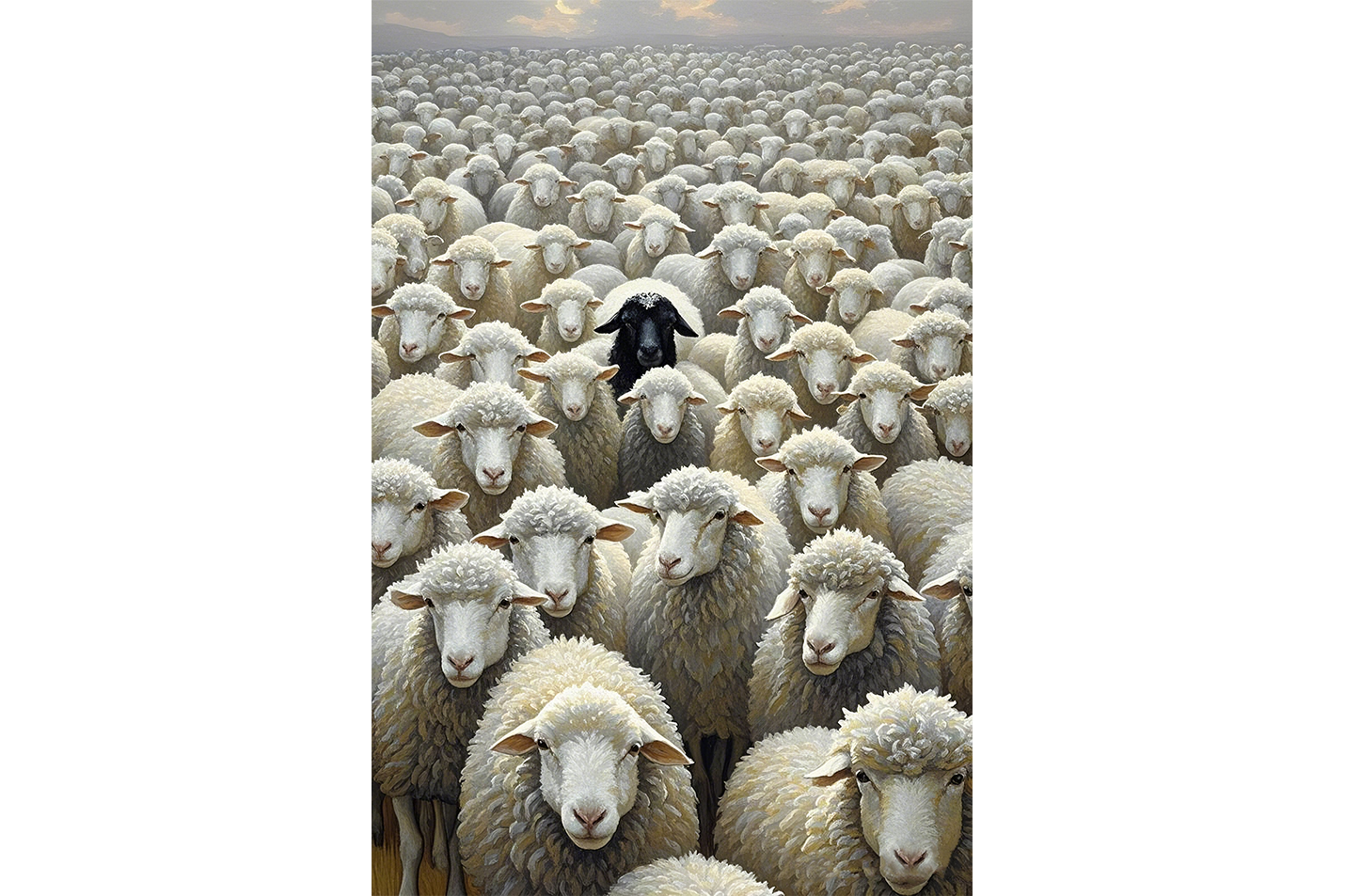 ai creation, the black sheep among the sheep, ai art, art, kanvas tablo