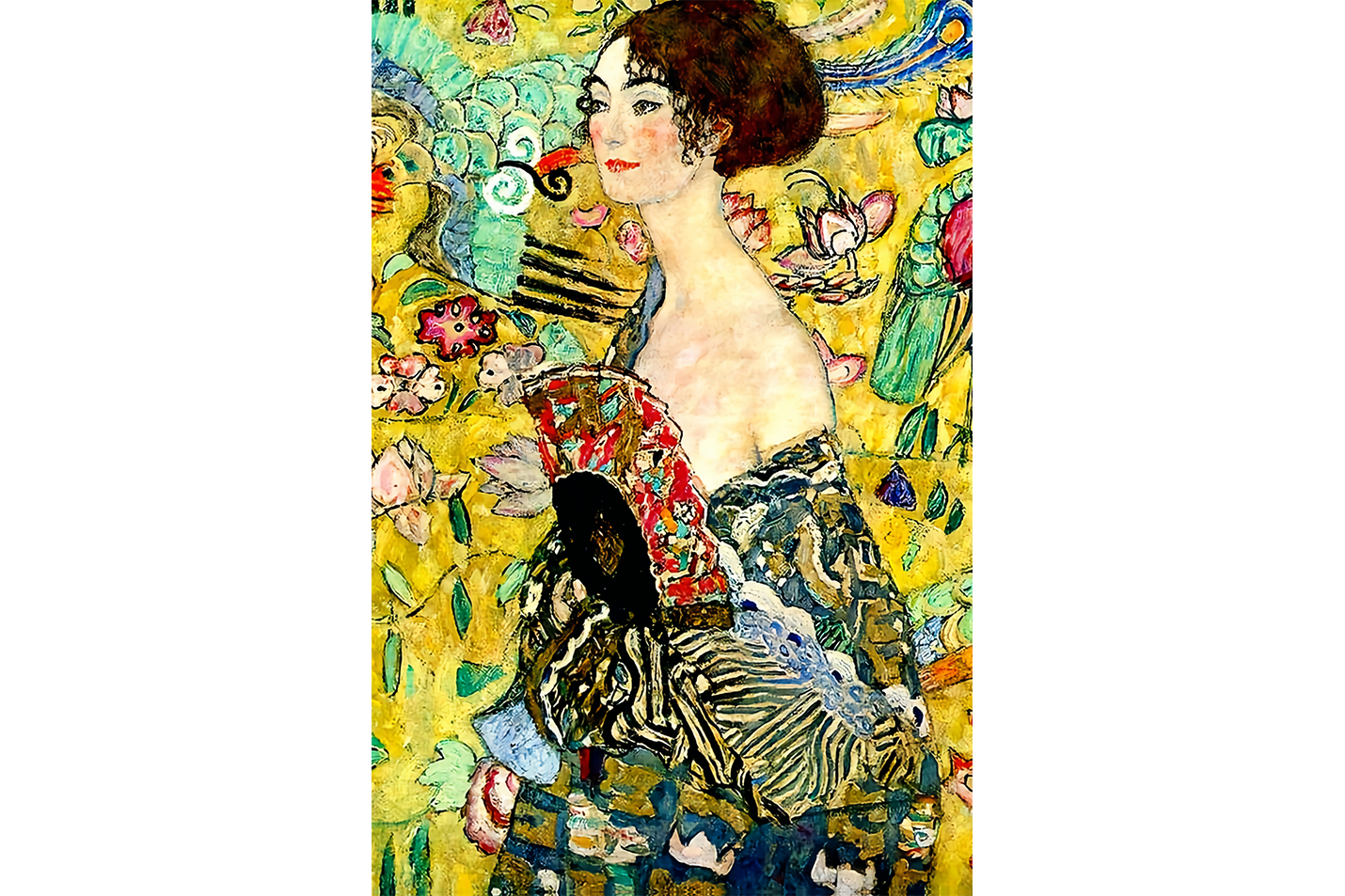 Gustav Klimt Lady with Fan Kanvas Tablo