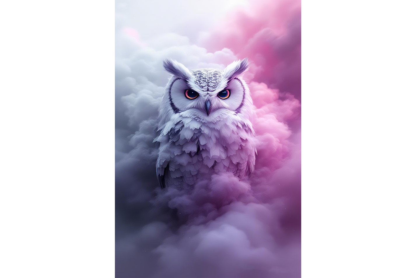 ai creation, white owl among the clouds, ai art, art, kanvas tablo