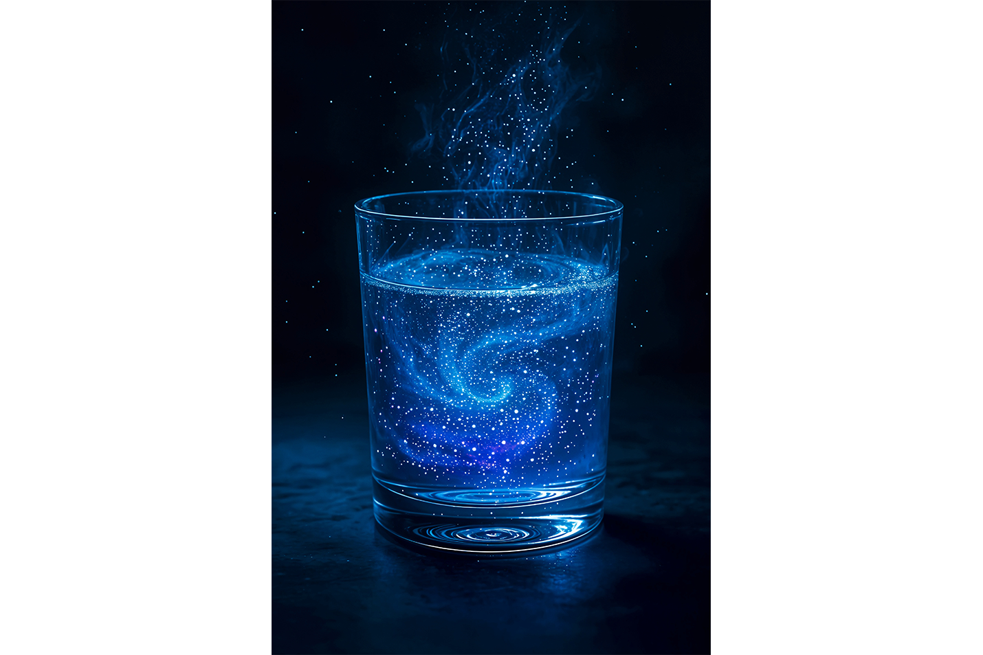 ai creation, a glass full of star shaped neon drops, ai art, art, kanvas tablo