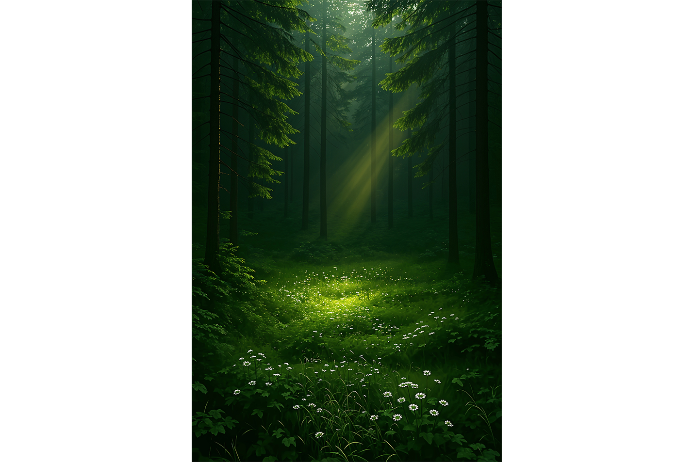 ai creation, a forest in very deep green tones, ai art, art, kanvas tablo