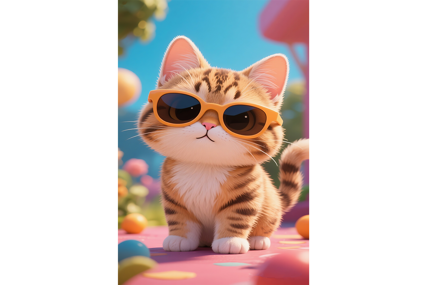 ai creation, plush orange cat with glasses, pet, ai art, art, kanvas tablo