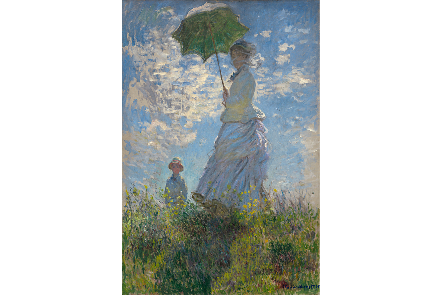 Claude Monet Kadın Şemsiyeyle Çayırda Kanvas Tablo