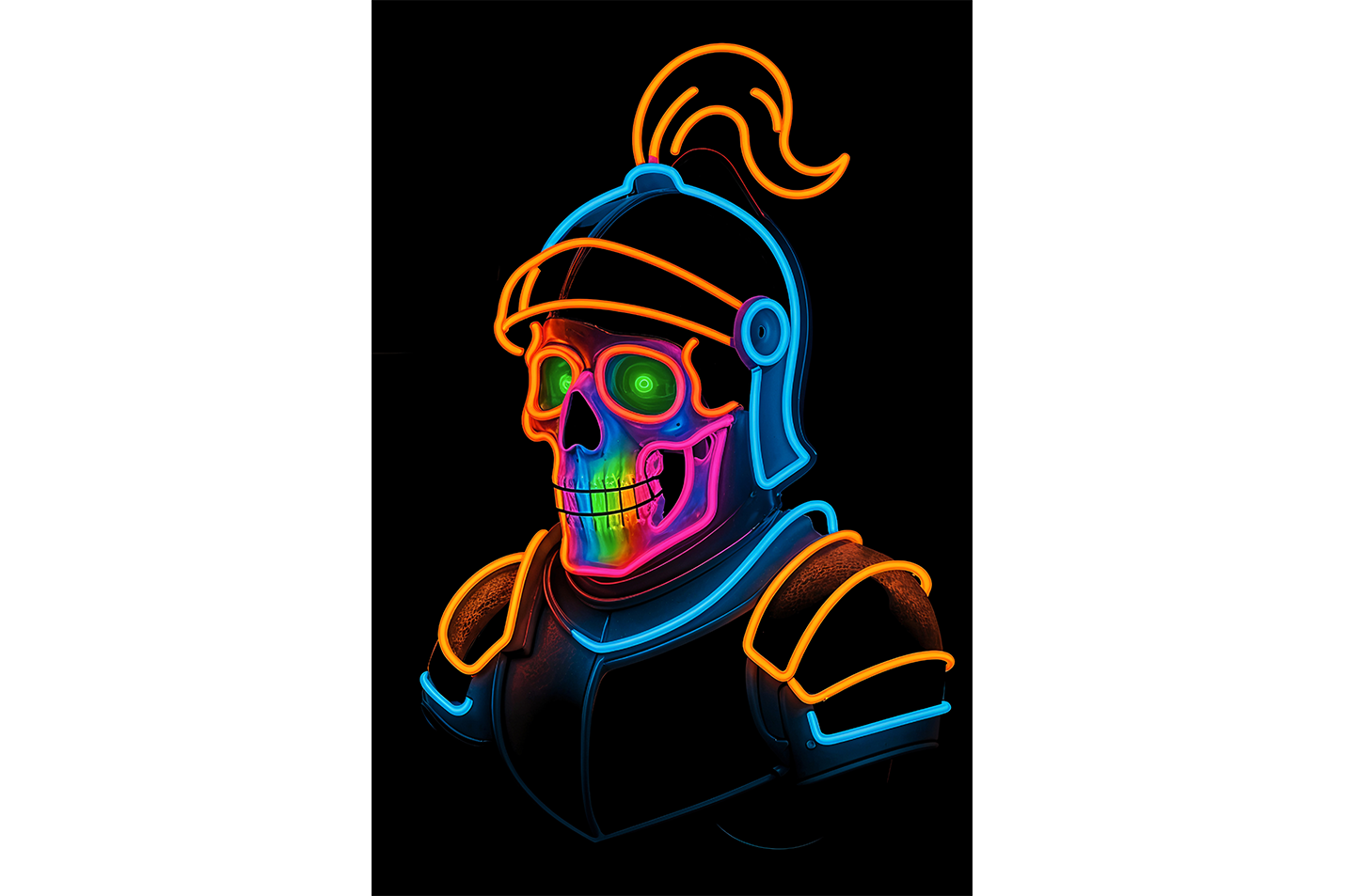 ai creation, laughing warrior skeleton, ai art, art, kanvas tablo