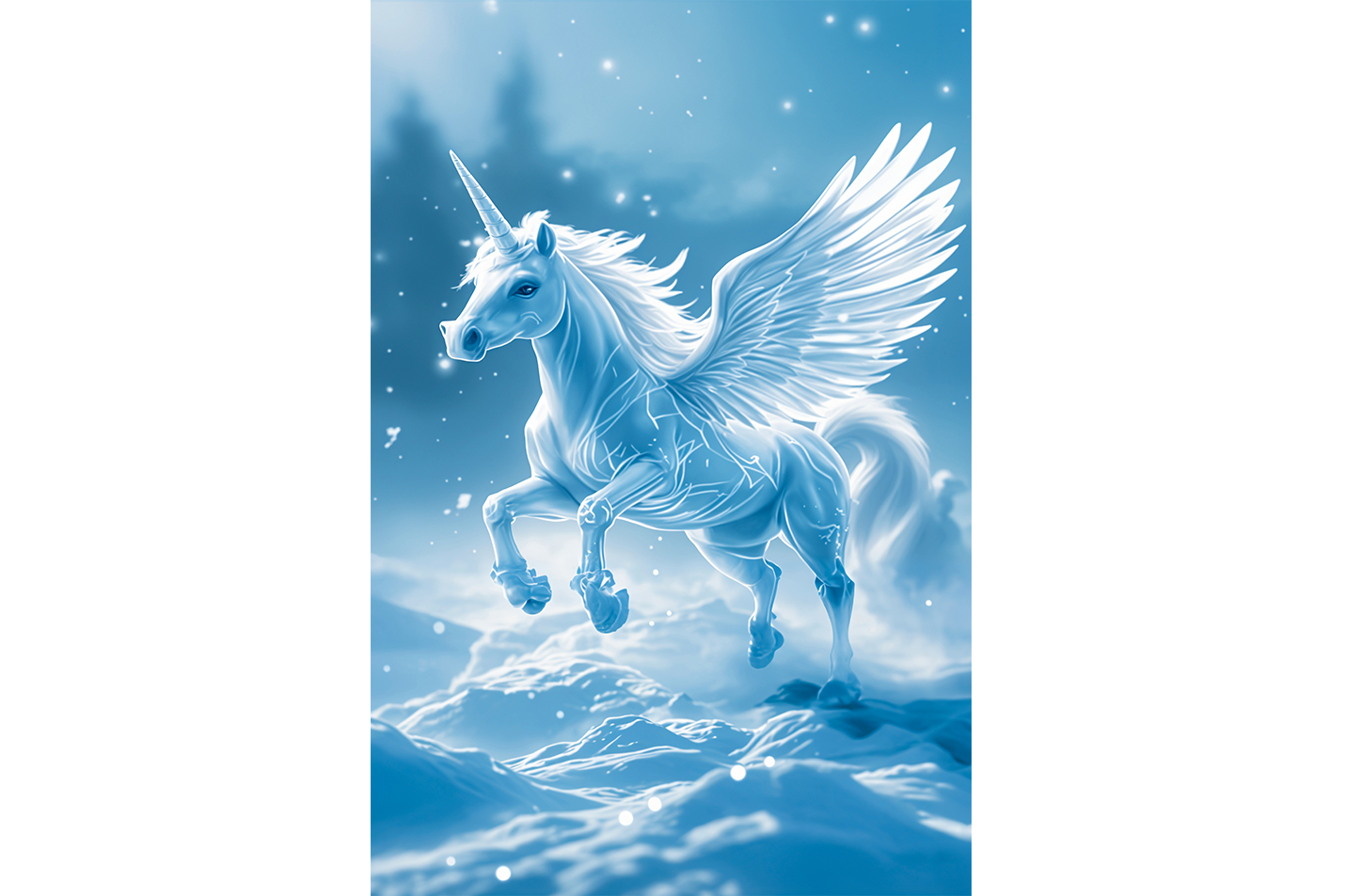 ai creation, unicorn in the ice, unicorn, pet, ai art, art, kanvas tablo