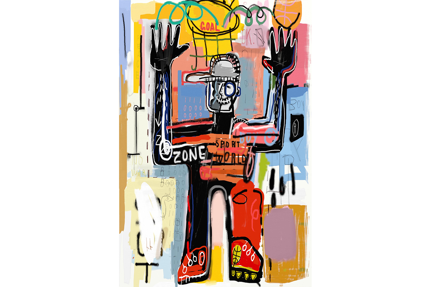 Jean-Michel Basquiat Basketball Goal Sokak Sanatı Kanvas Tablo