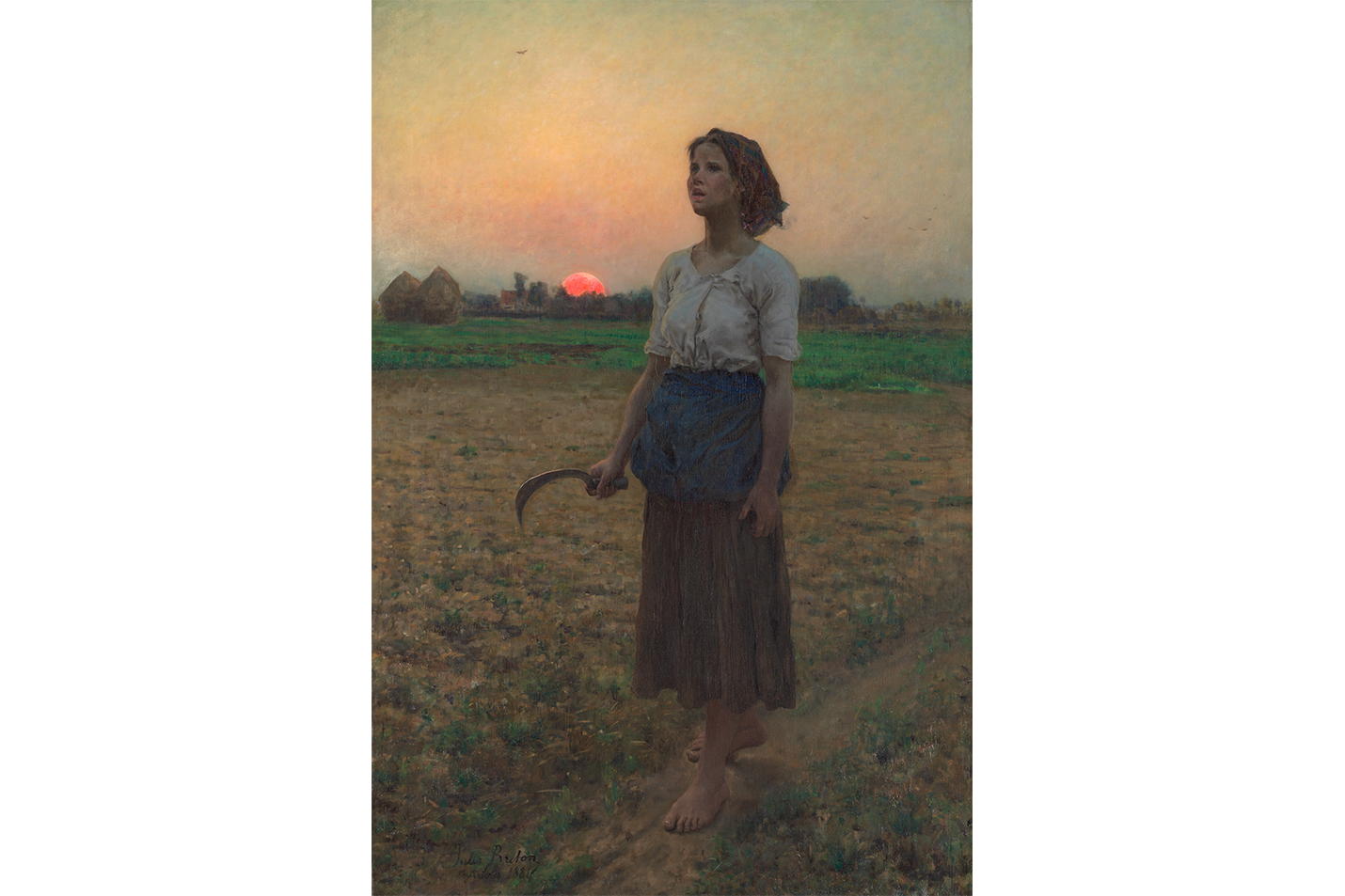 Jules Breton Tarlada Gün Batımı Kanvas Tablo