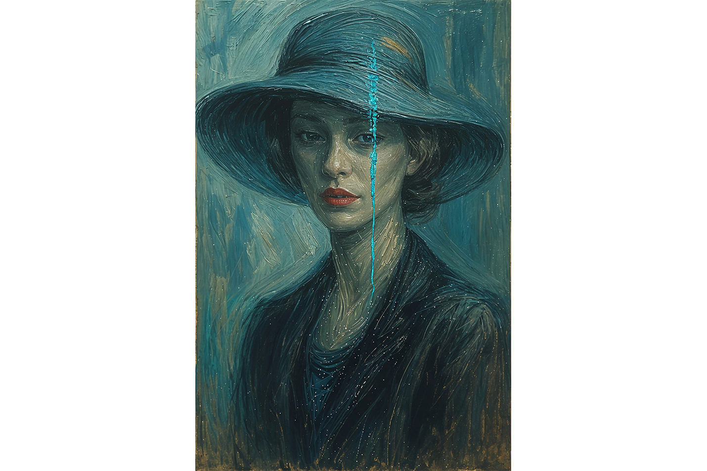 ai creation, perfect woman with van gogh style colors, ai art, art, kanvas tablo