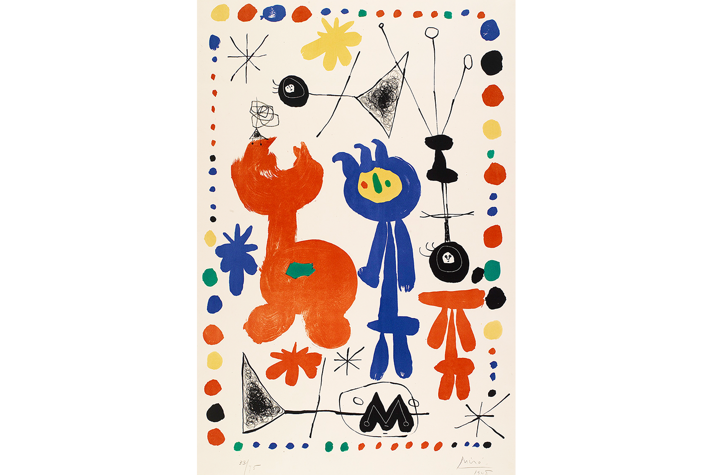 Joan Miró Renkli Figürler ve Semboller Kanvas Tablo