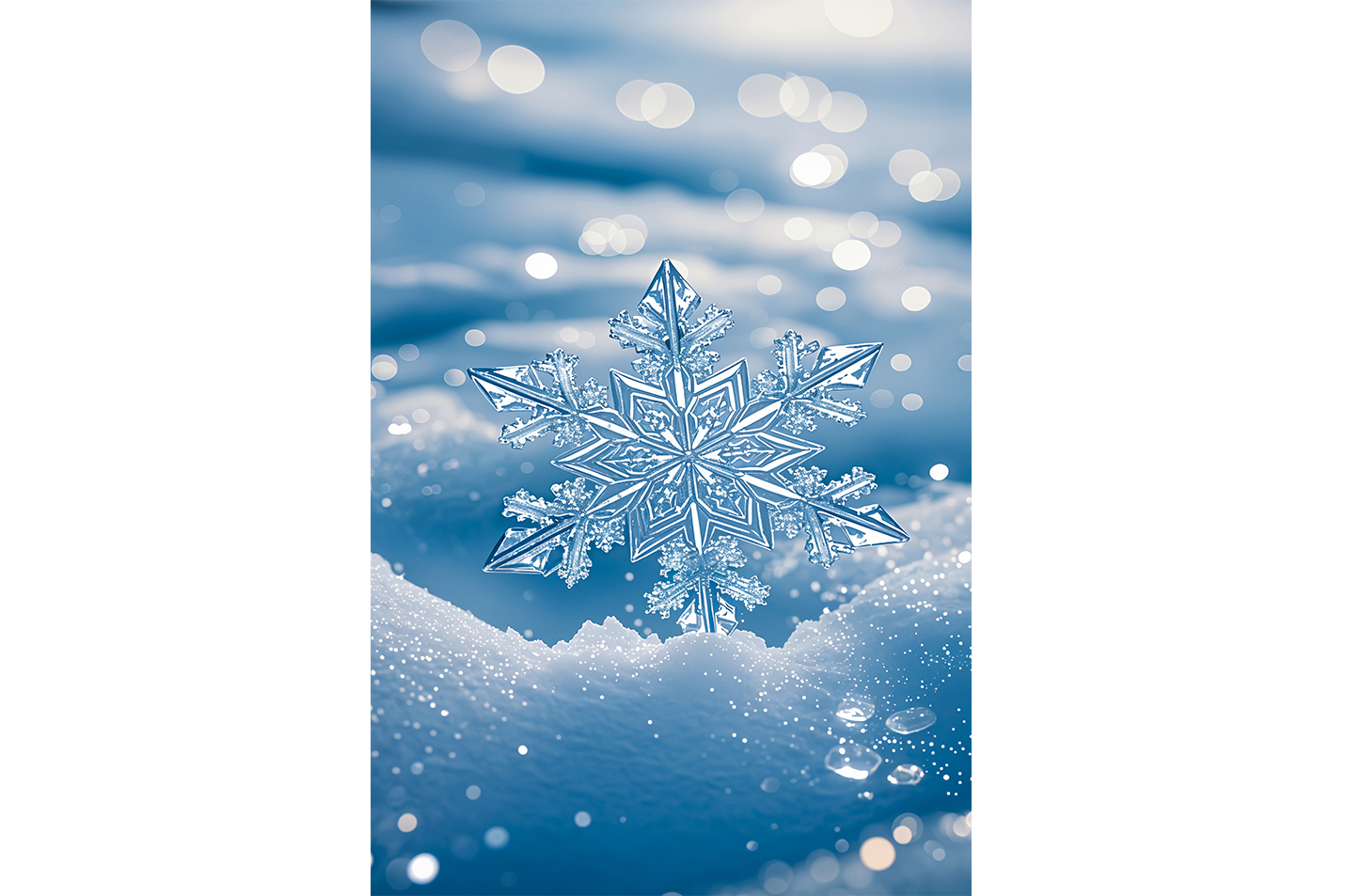 ai creation, a large snow crystal falling on the snow, frozen themed, ai art, art, kanvas tablo