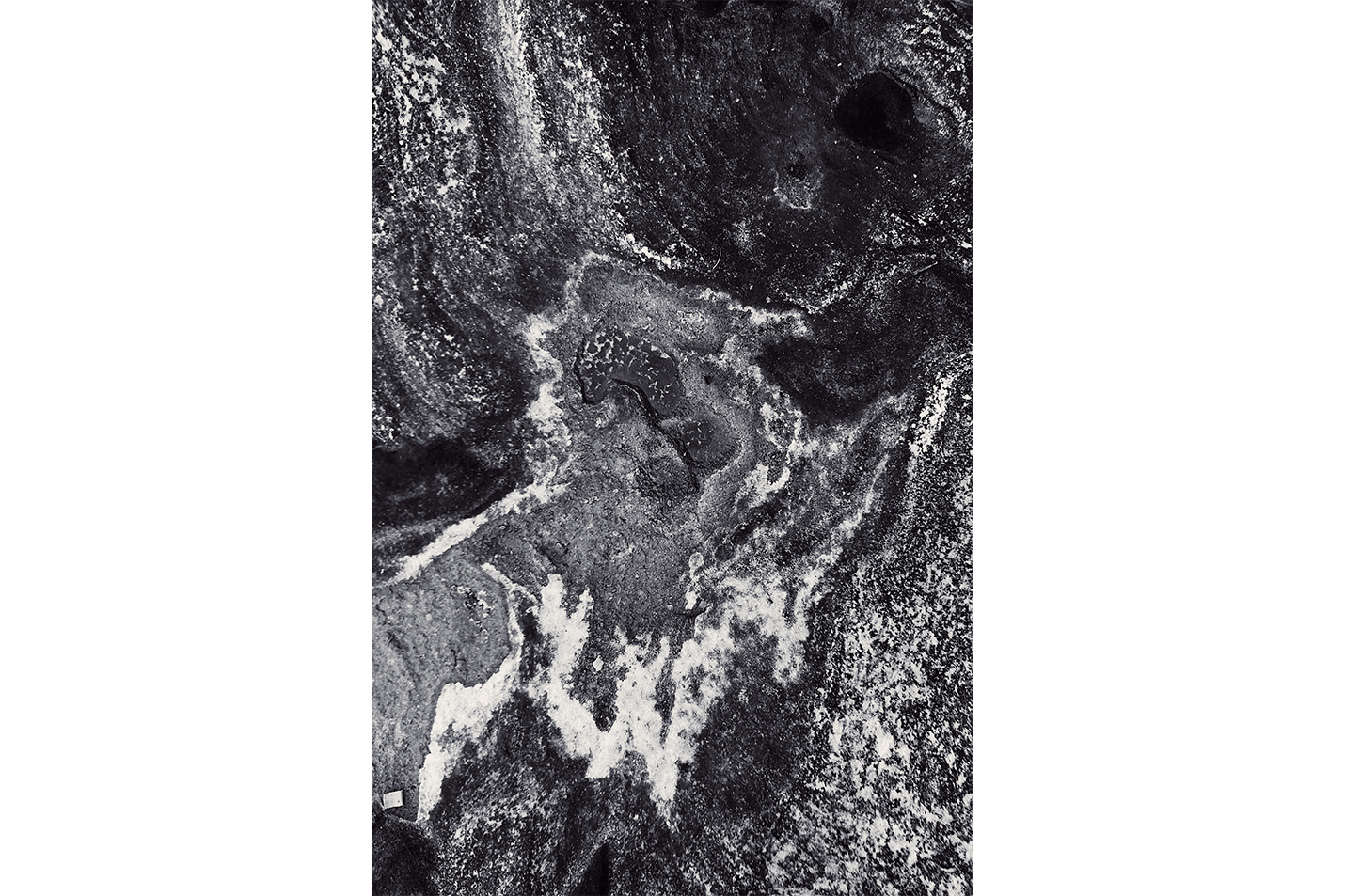a highly detailed, textured black and white abstract image resembling a cosmic landscape, abstract, art, kanvas tablo
