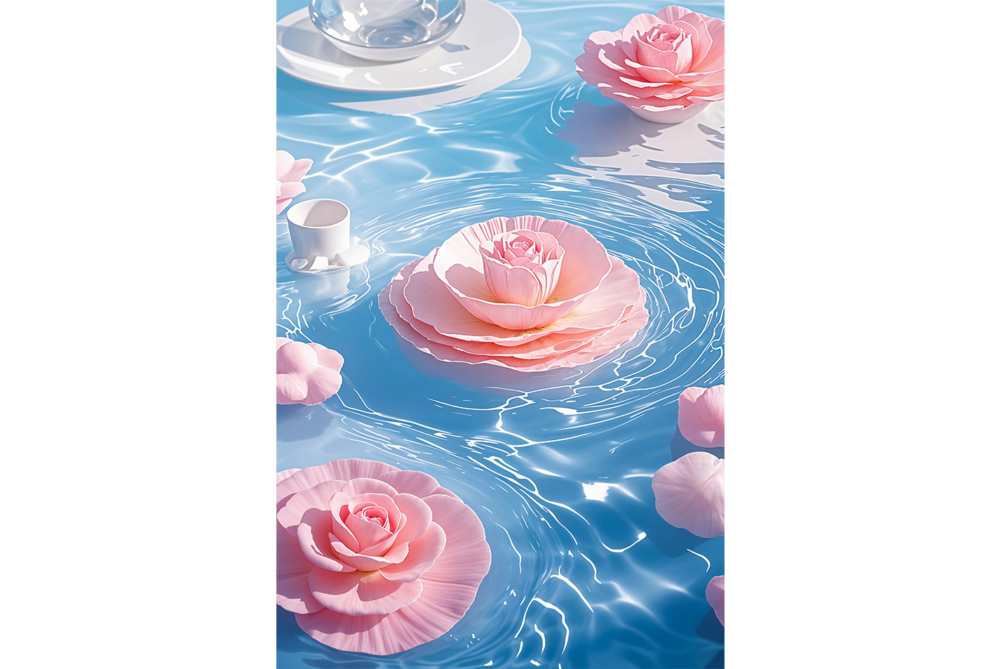 ai creation, pink water lilies blooming in the river, ai art, art, kanvas tablo