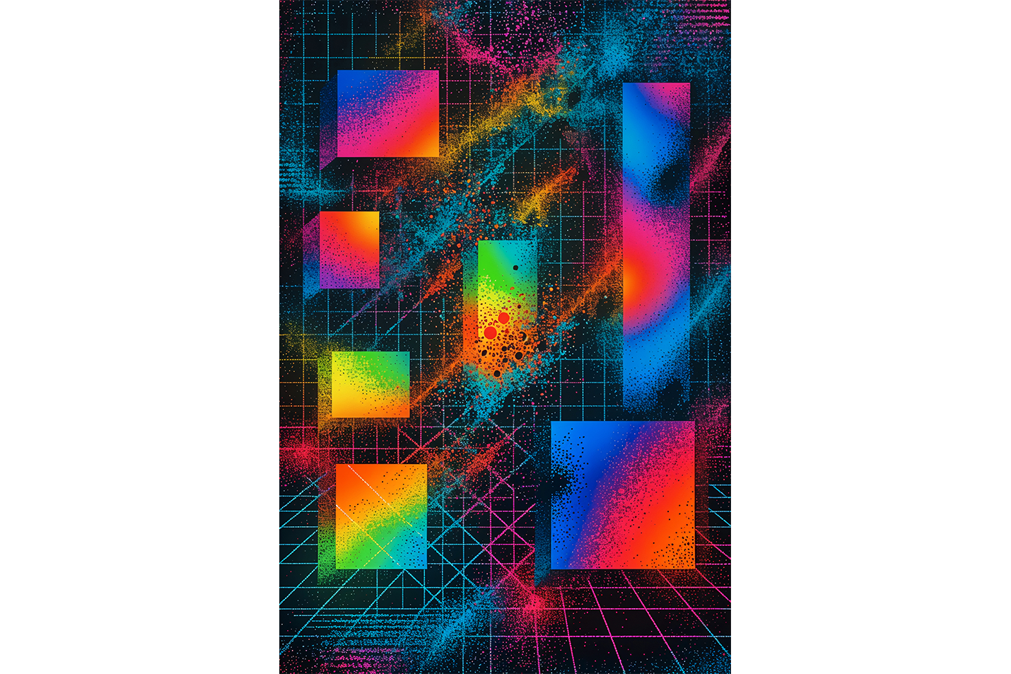 ai creation, colorful cube pieces scattered model 2, ai art, art, kanvas tablo