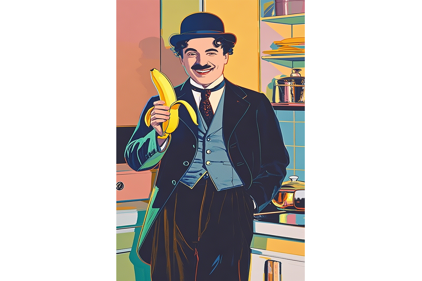 ai creation, Charlie Chaplin, pop art, ai art, art, kanvas tablo