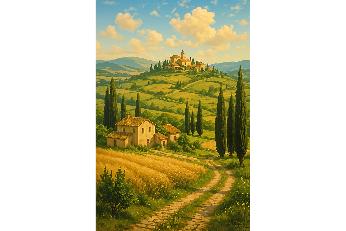 ai creation, the house in the middle of the fields model 1, ai art, art, kanvas tablo