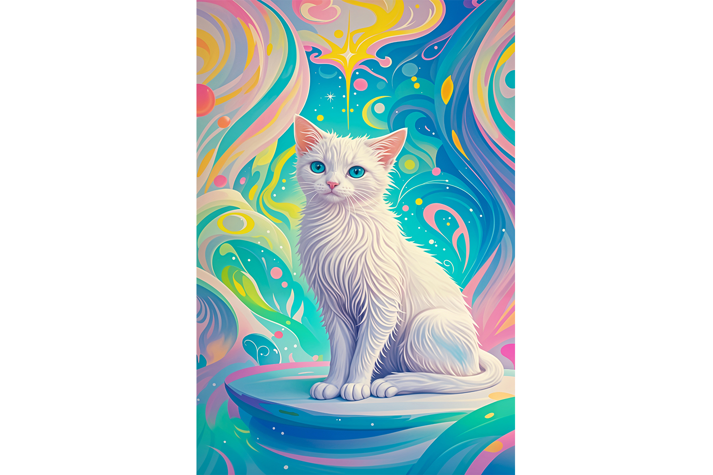 ai creation, Monet style white cat, pet, ai art, art, kanvas tablo