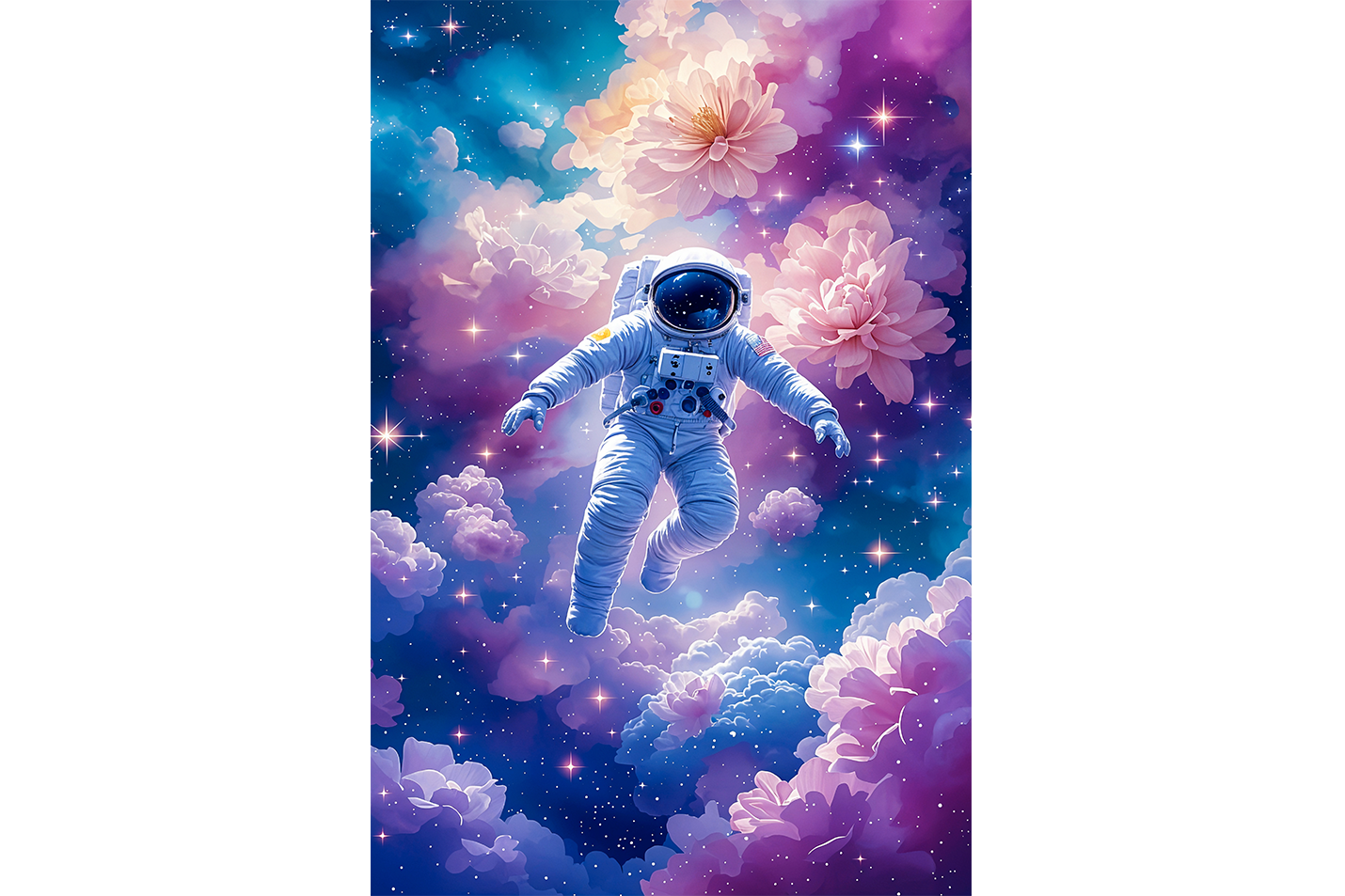 ai creation, astronaut flying in a fantasy world, ai art, art, kanvas tablo
