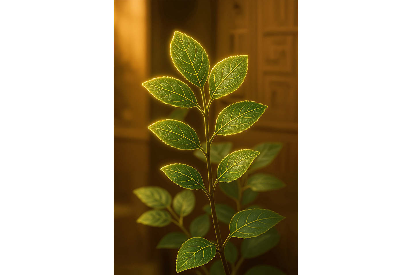 ai creation, flower motif, green shiny leaves, ai art, art, kanvas tablo