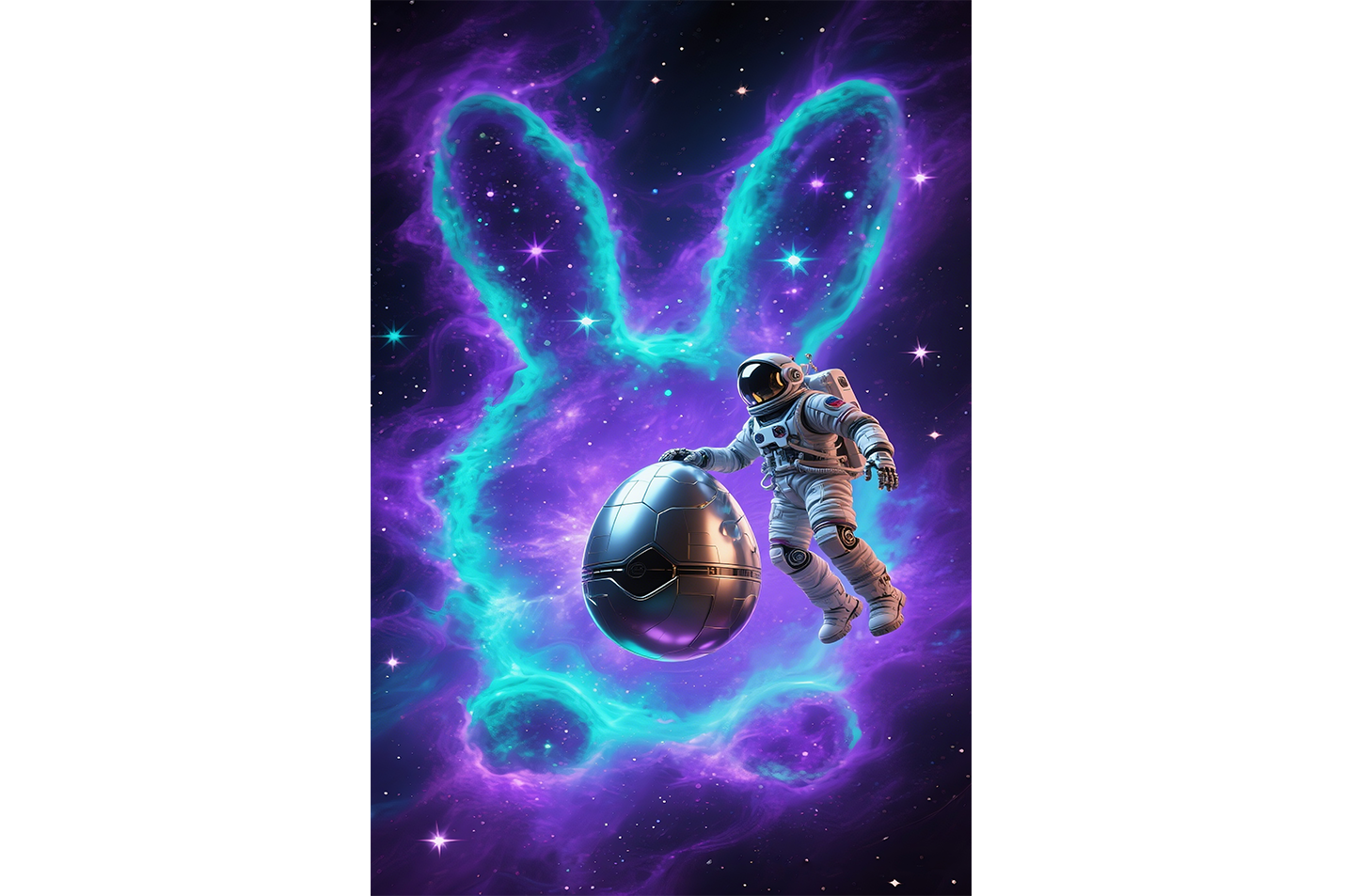 ai creation, rabbit and astronaut in space, ai art, art, kanvas tablo