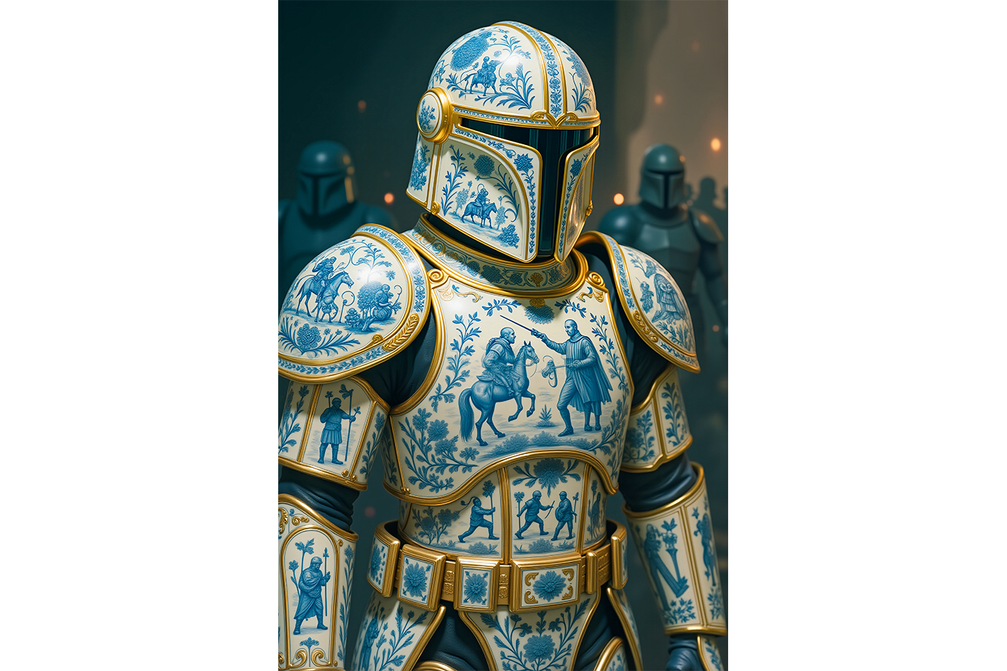 Çini Desenli Porselen Mandalorian Zırhı Star Wars Temalı Pop Art Kanvas Tablo