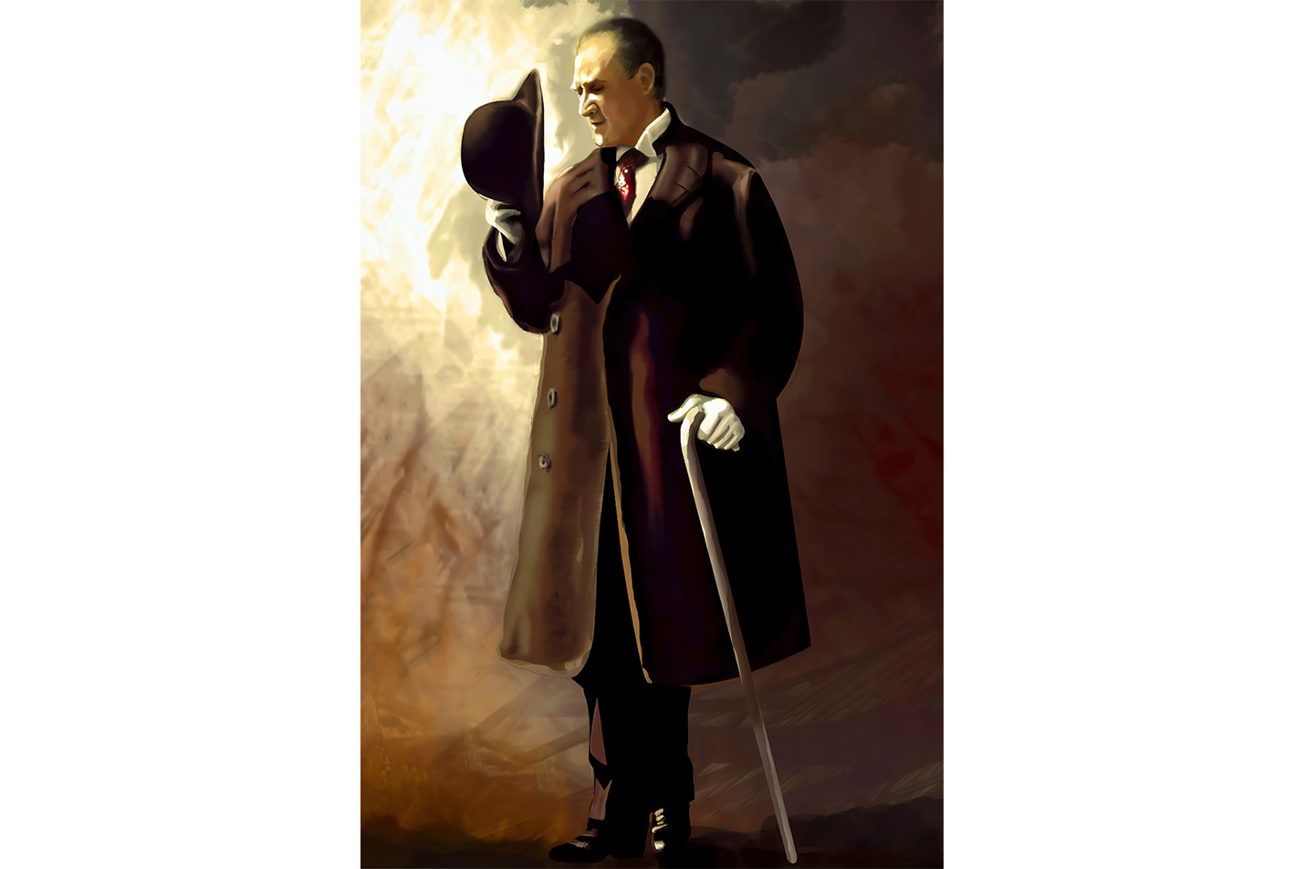 Atatürk taking off his hat, art, kanvas tablo