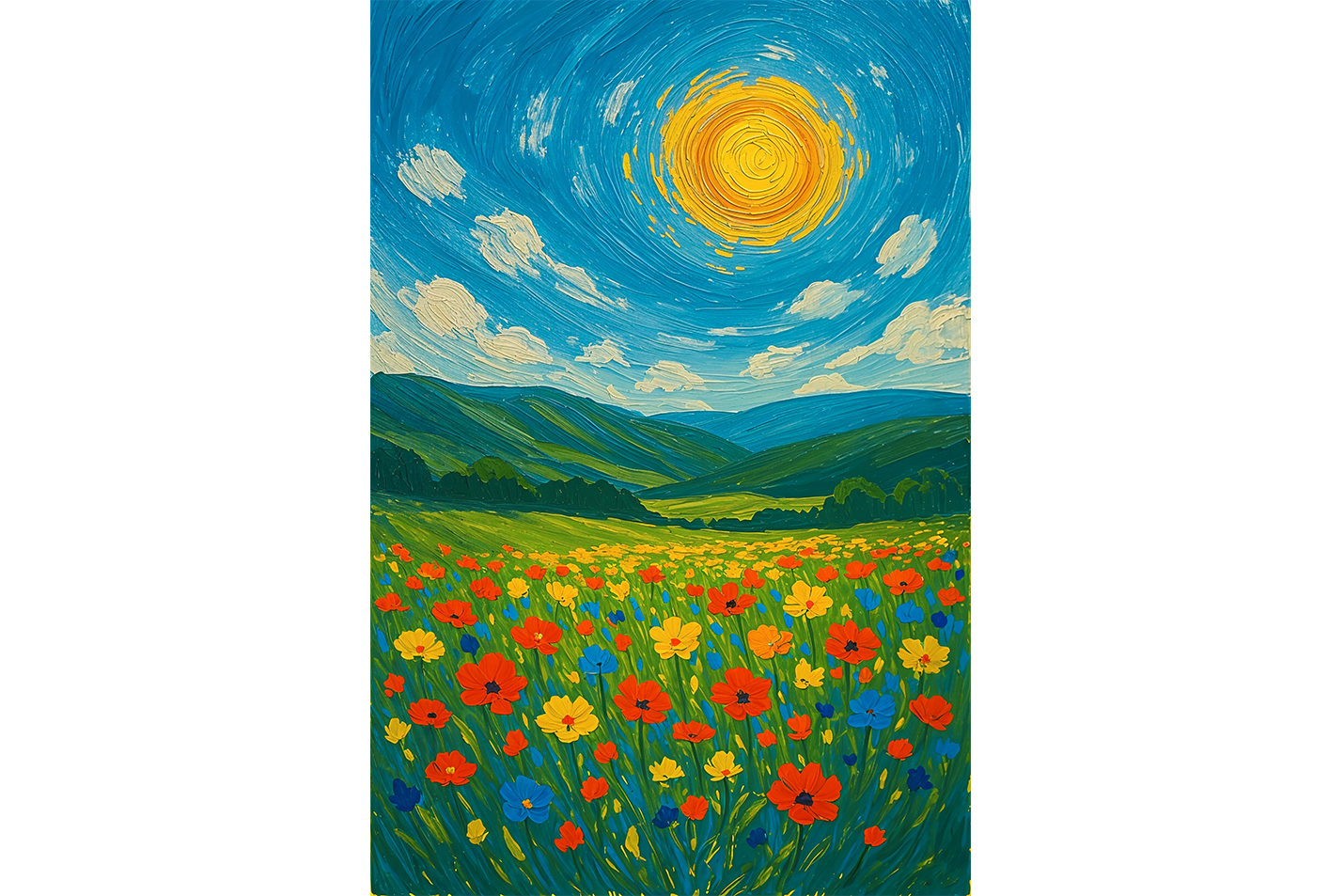 ai creation, oil painting feeling, watching the sun in the garden, ai art, art, kanvas tablo
