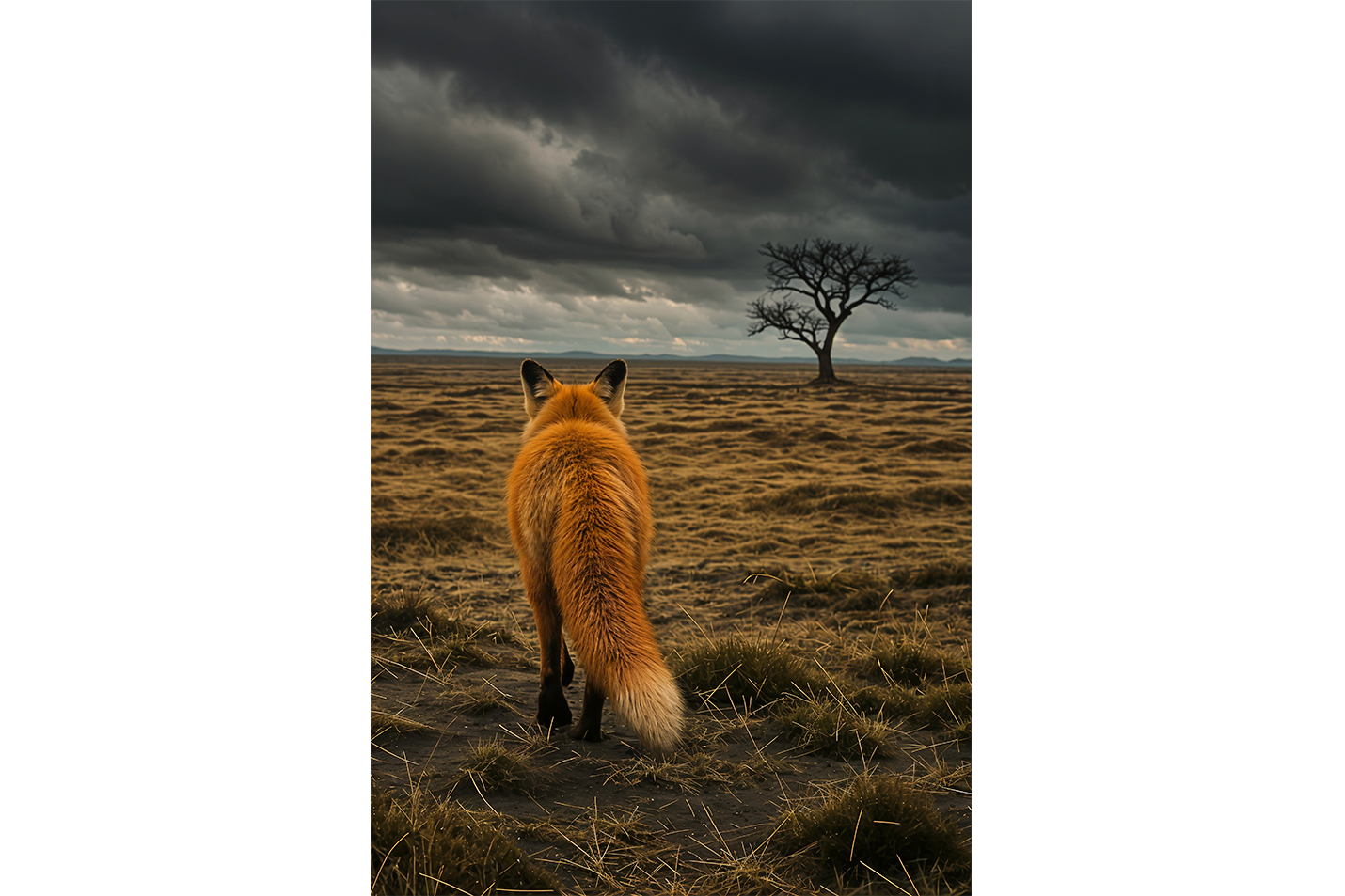 ai creation, the fox lost in the deserted forest and the depressed weather, ai art, art, kanvas tablo