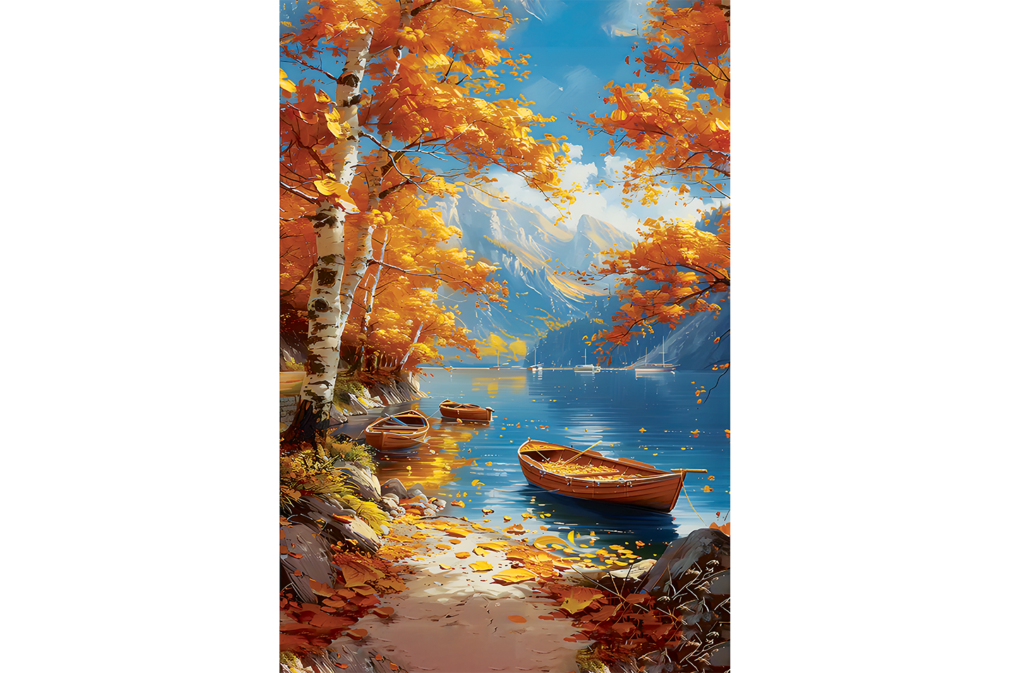 river view, orange theme, art, kanvas tablo