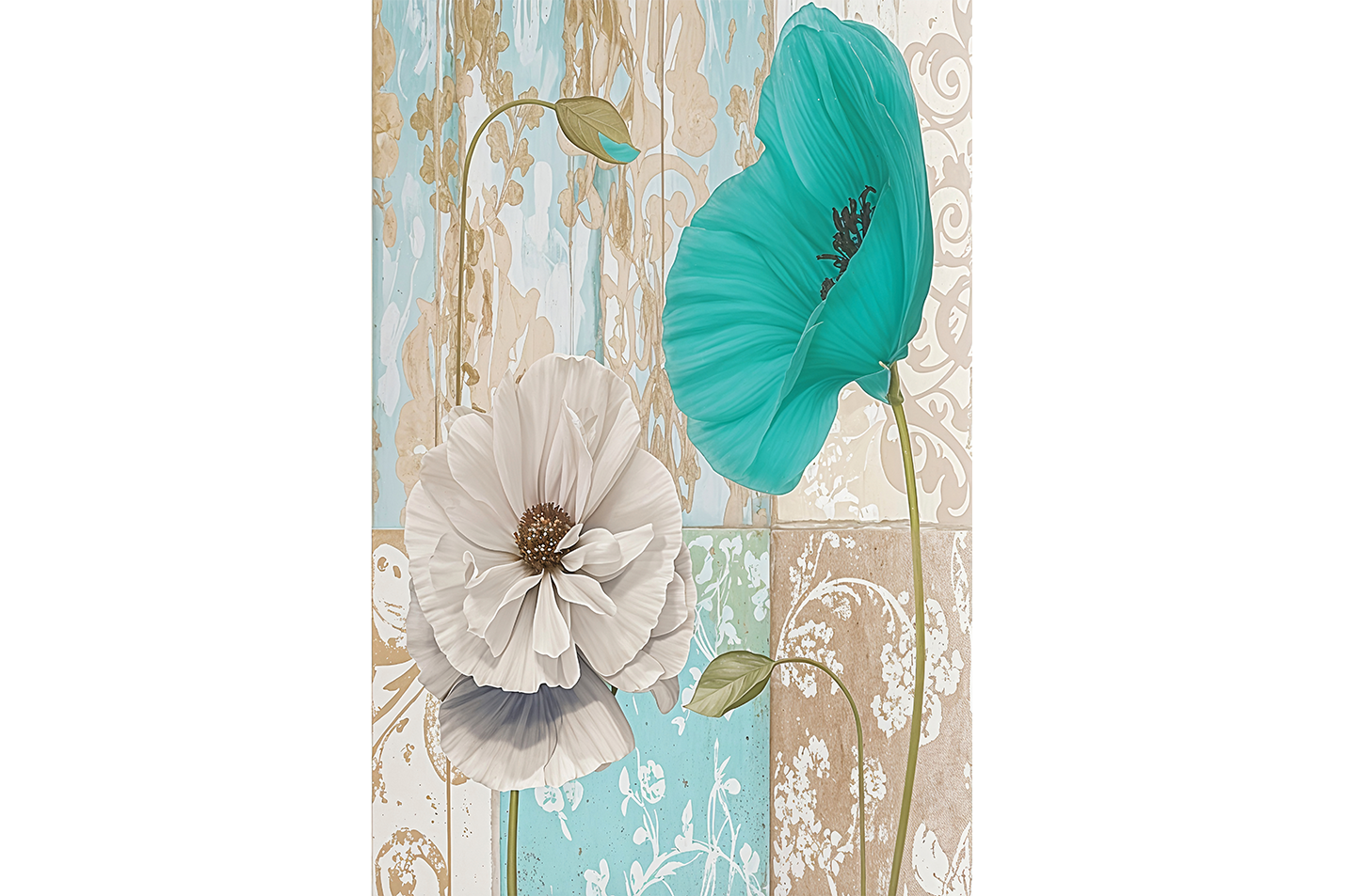 flower motif, colorful, art, kanvas tablo