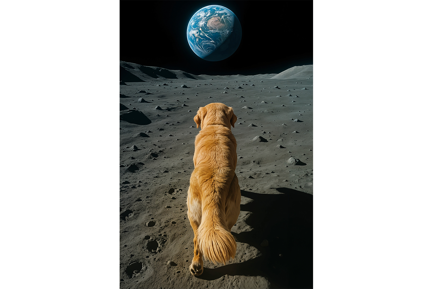 ai creation, dog/moon/earth, ai art, art, kanvas tablo