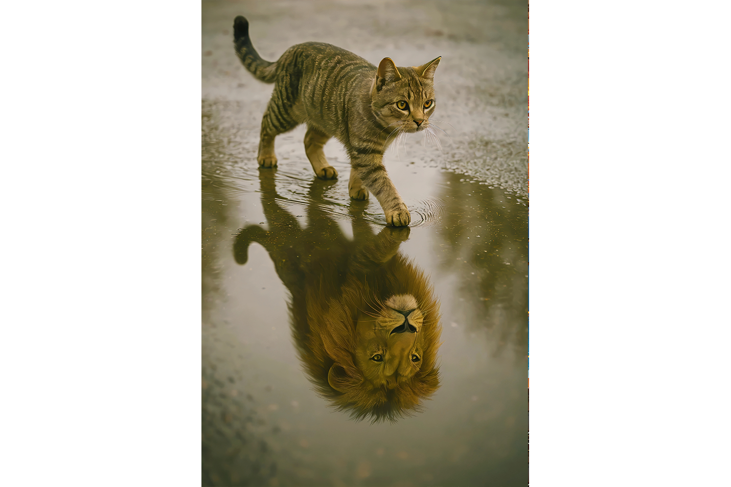 ai creation, cat/giant mirror, ai art, art, kanvas tablo
