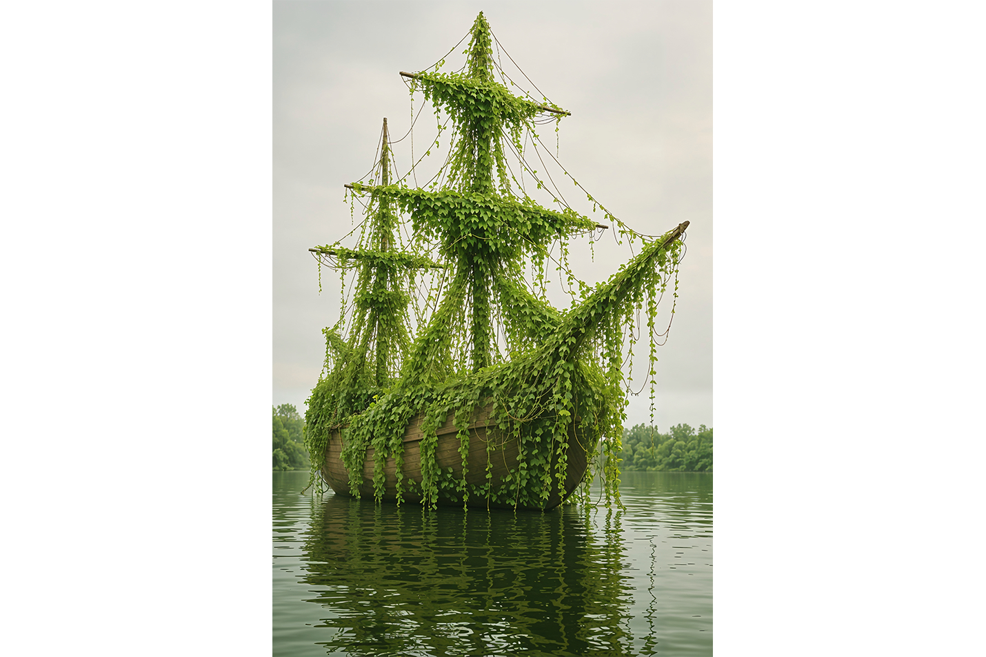ai creation, floating sunken ship, ai art, art, kanvas tablo