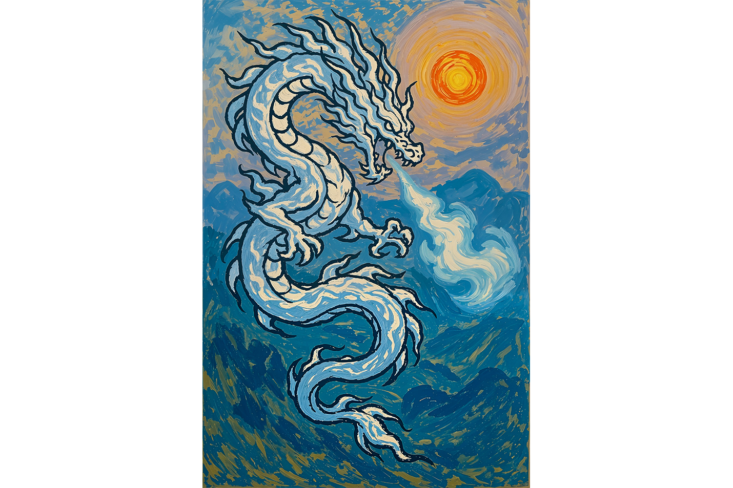ai creation, light blue dragon, ai art, art, kanvas tablo